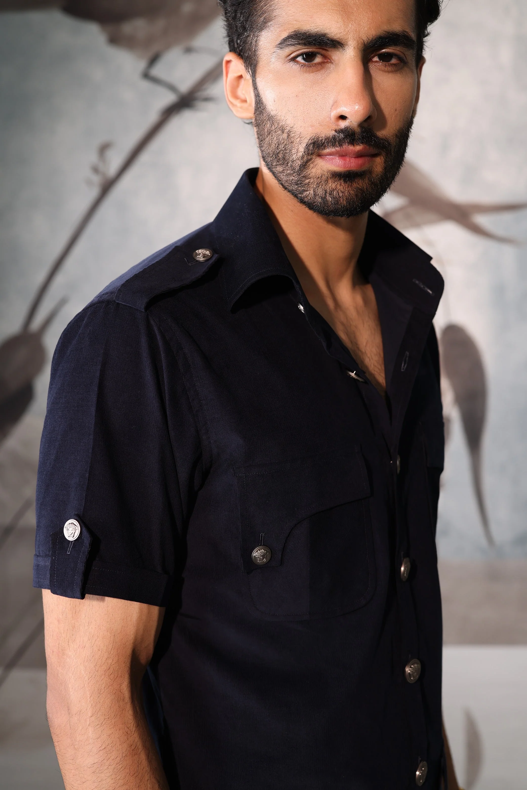 black pinstripe safari shirt - Image 3
