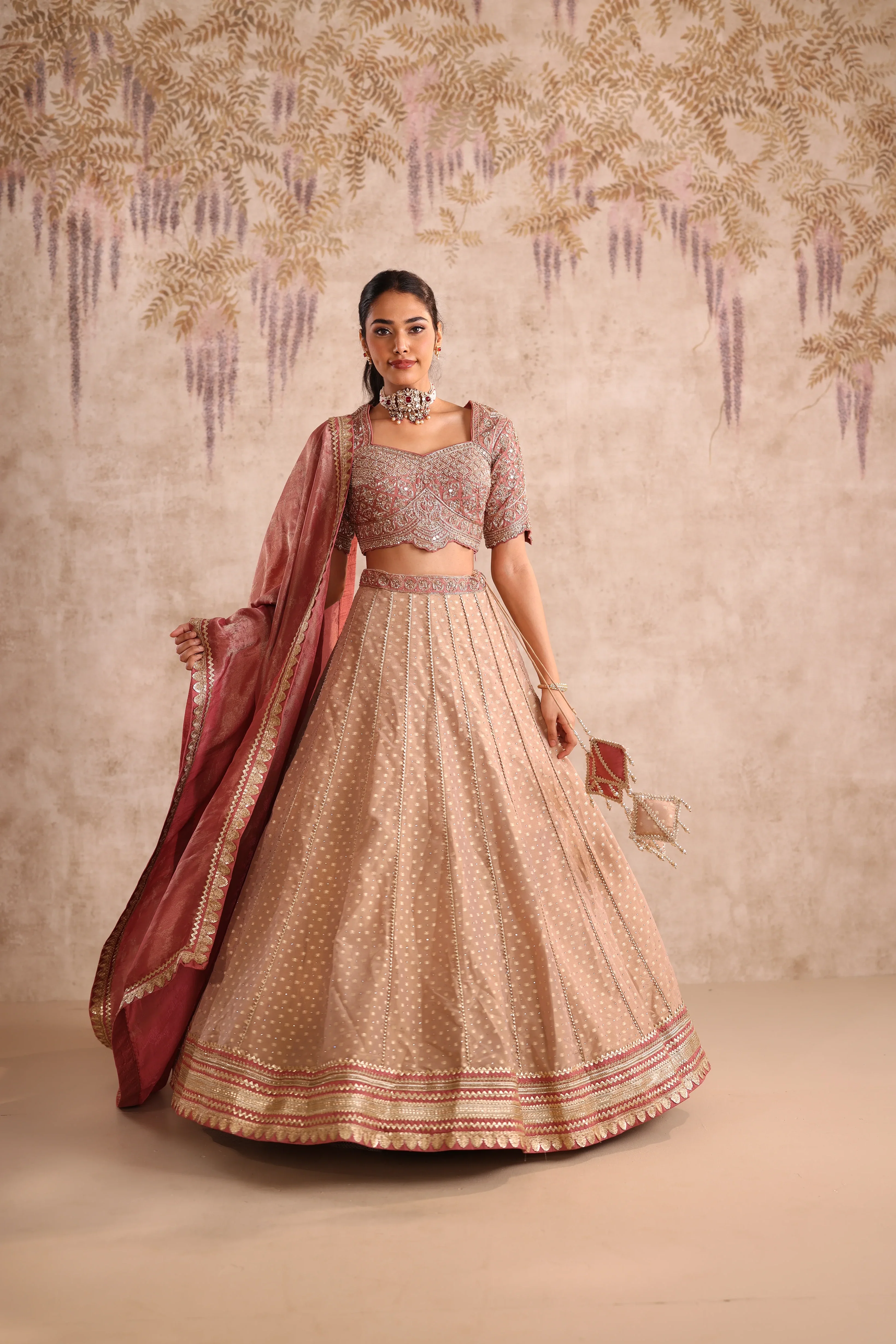 Beige Embroidered Party Wear Lehenga with Sequins Work - Image 4
