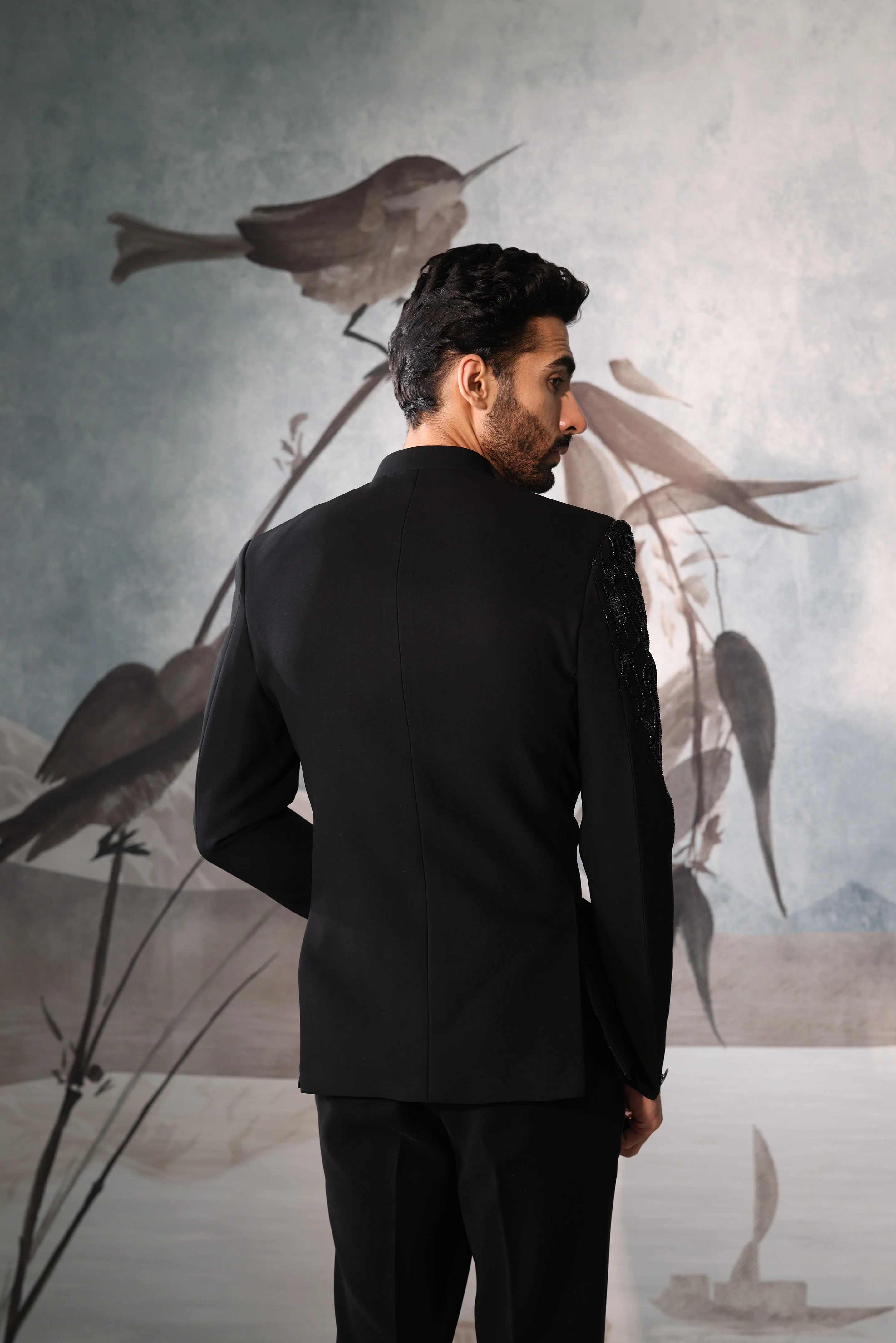 Black Bandgala with one shoulder design - Image 3