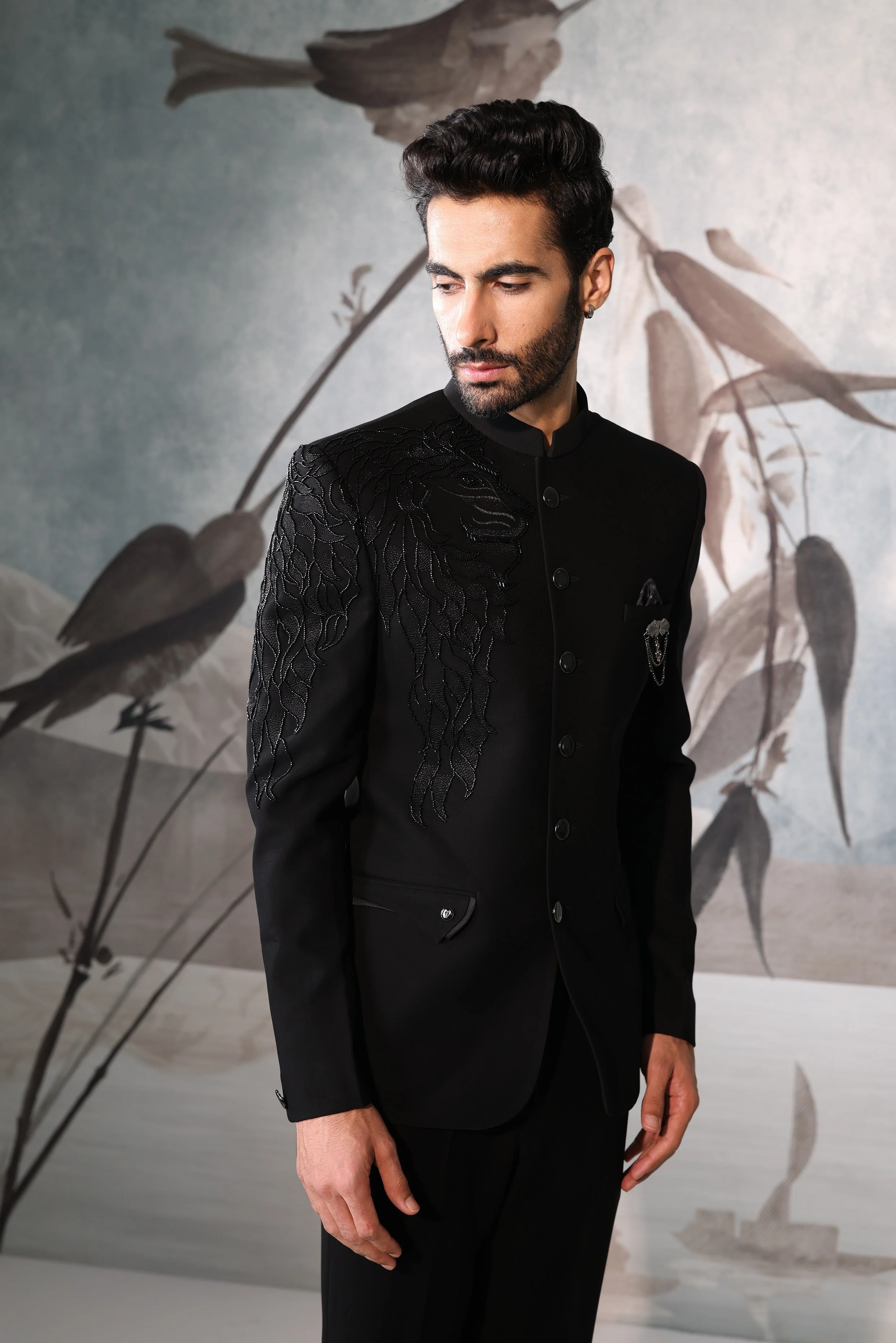 Black Bandgala with one shoulder design - Image 4