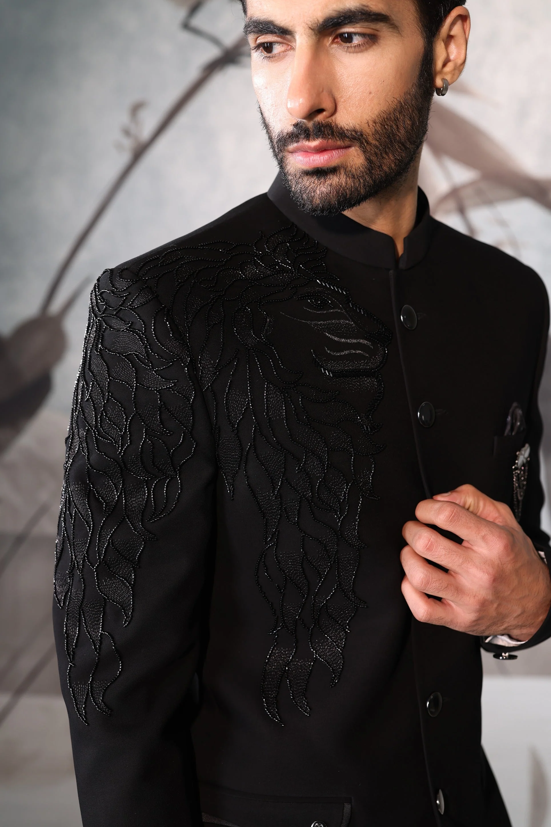 Black Bandgala with one shoulder design - Image 5