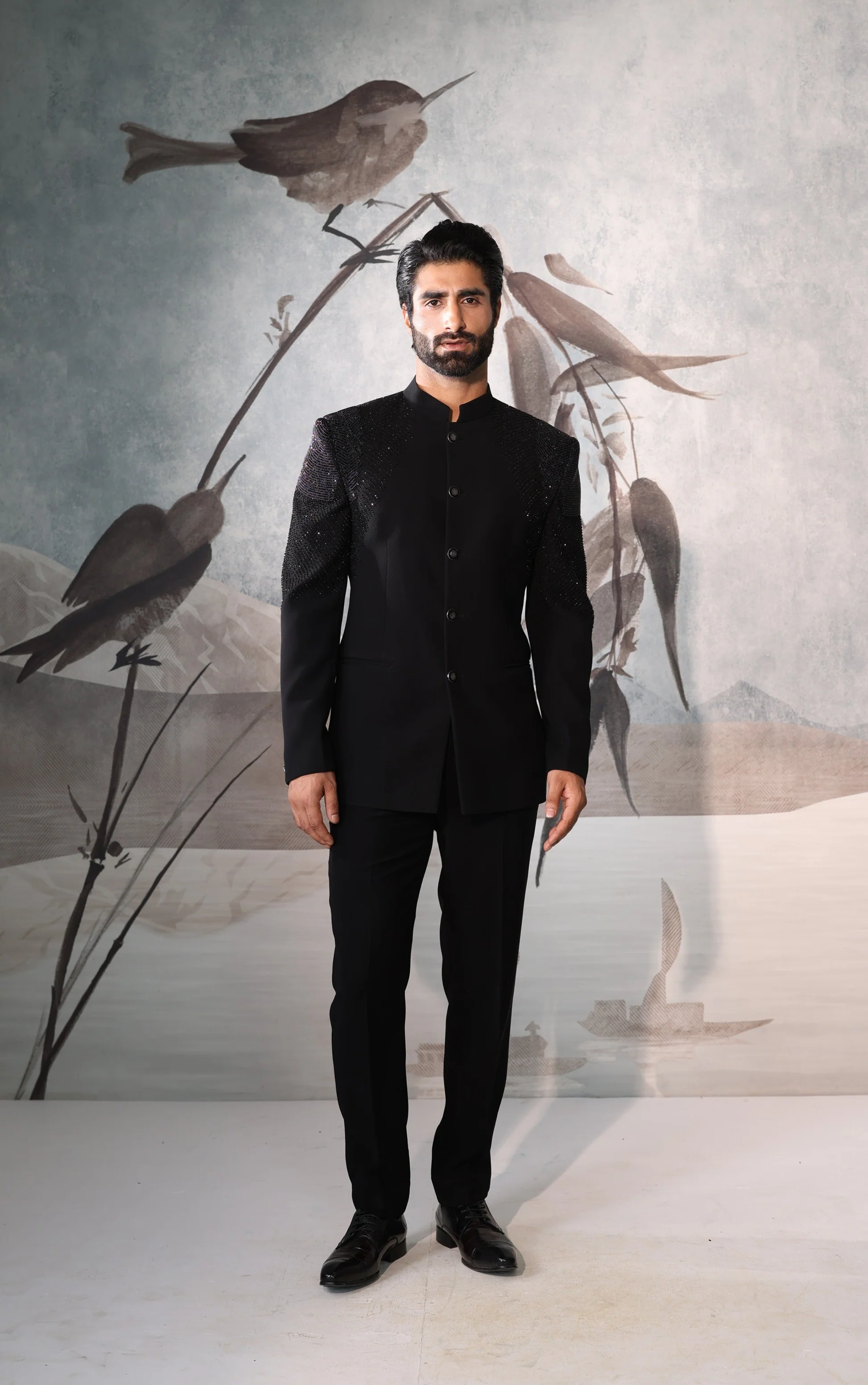 Black Bandgala with shoulder design - Image 2
