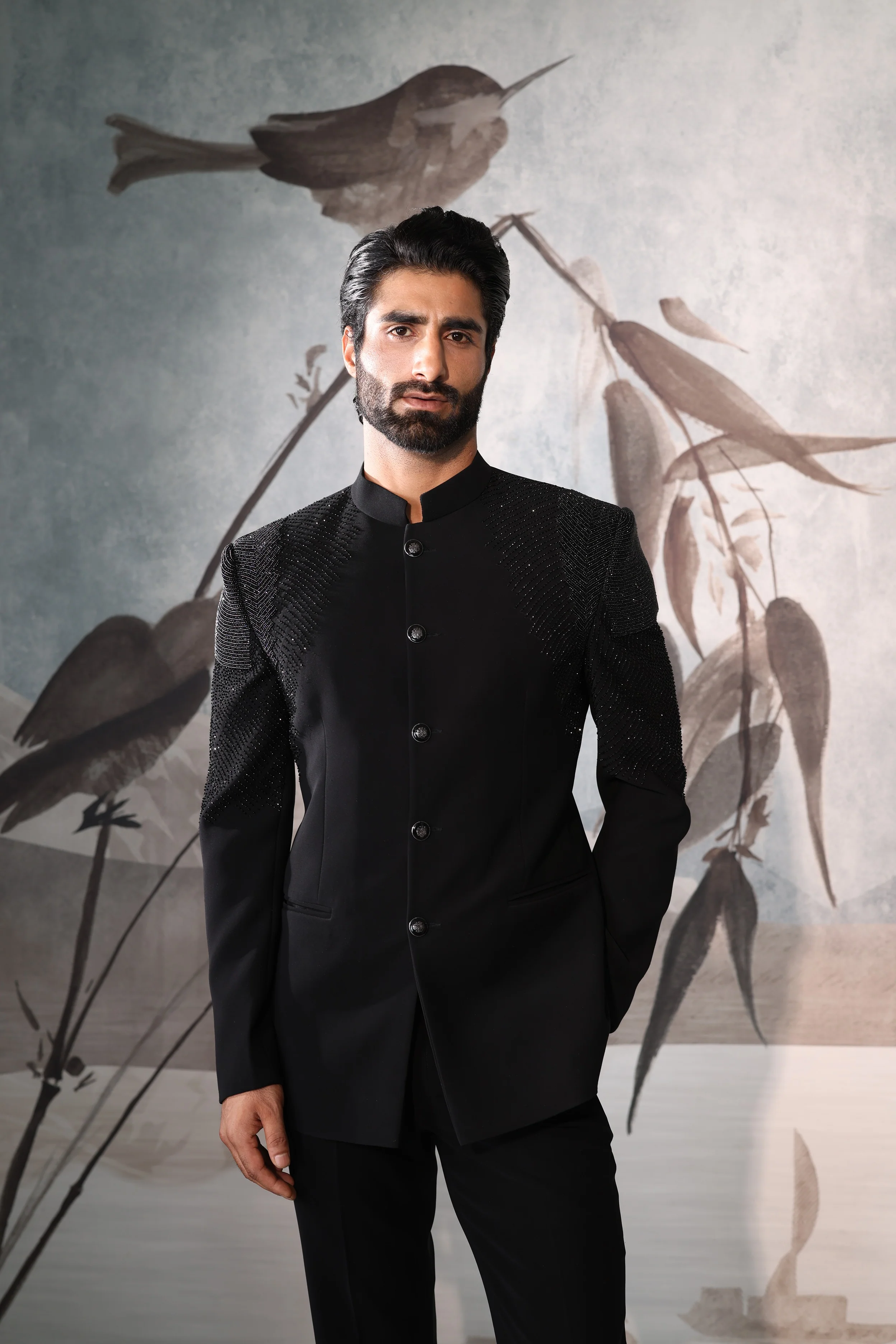 Black Bandgala with shoulder design - Image 3
