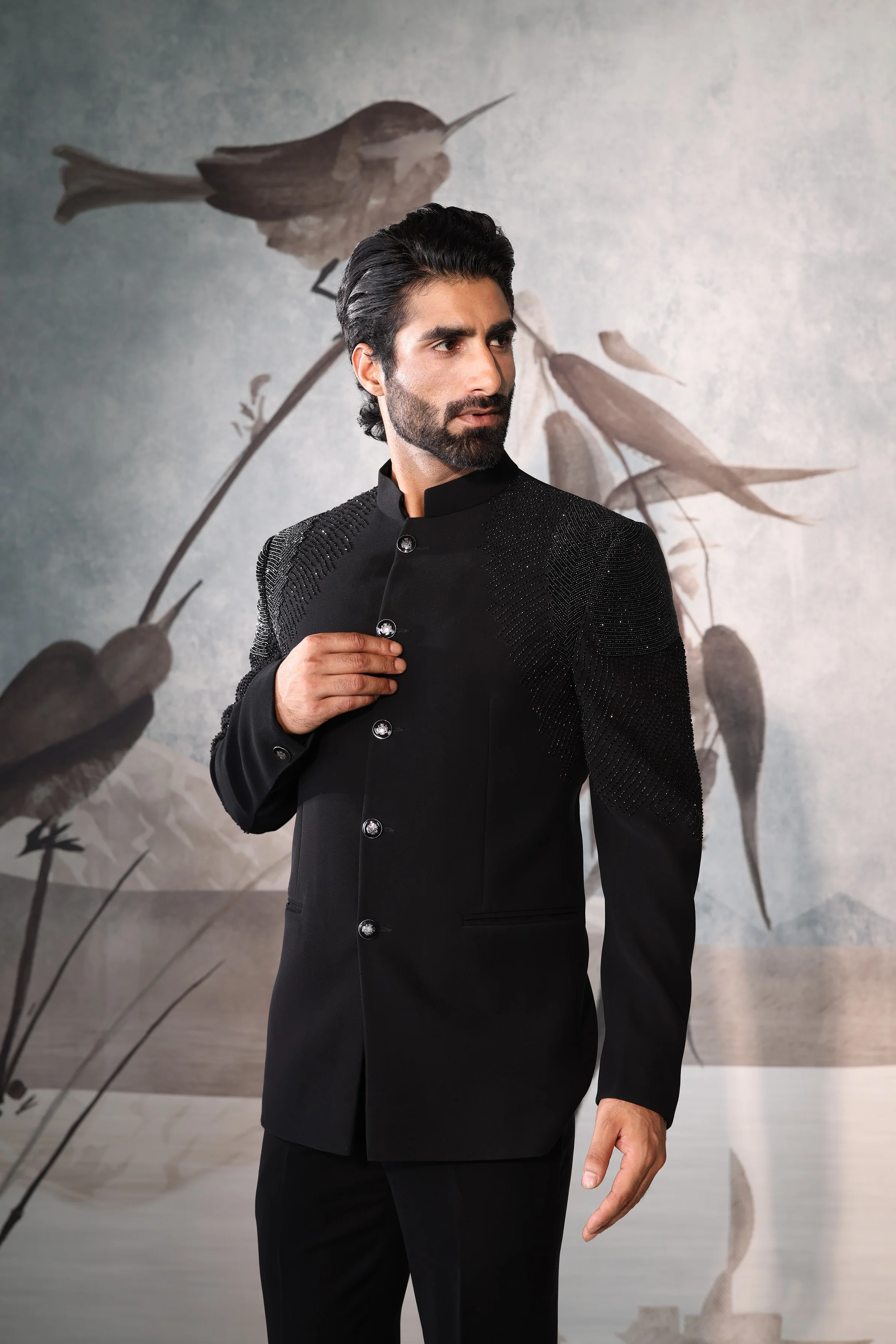 Black Bandgala with shoulder design - Image 4