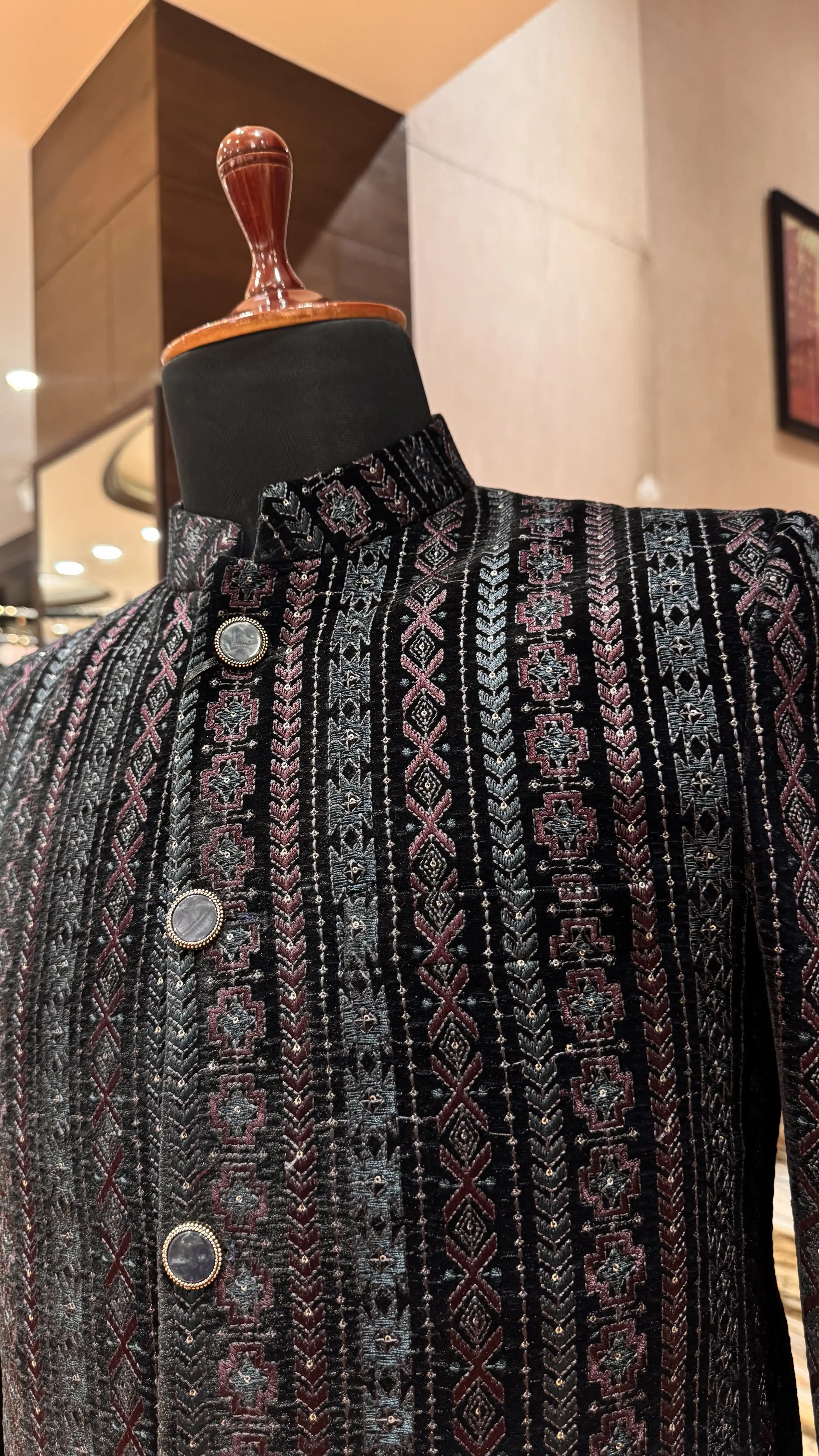 Black bandhgala with multicolor thread embroidery - Image 2