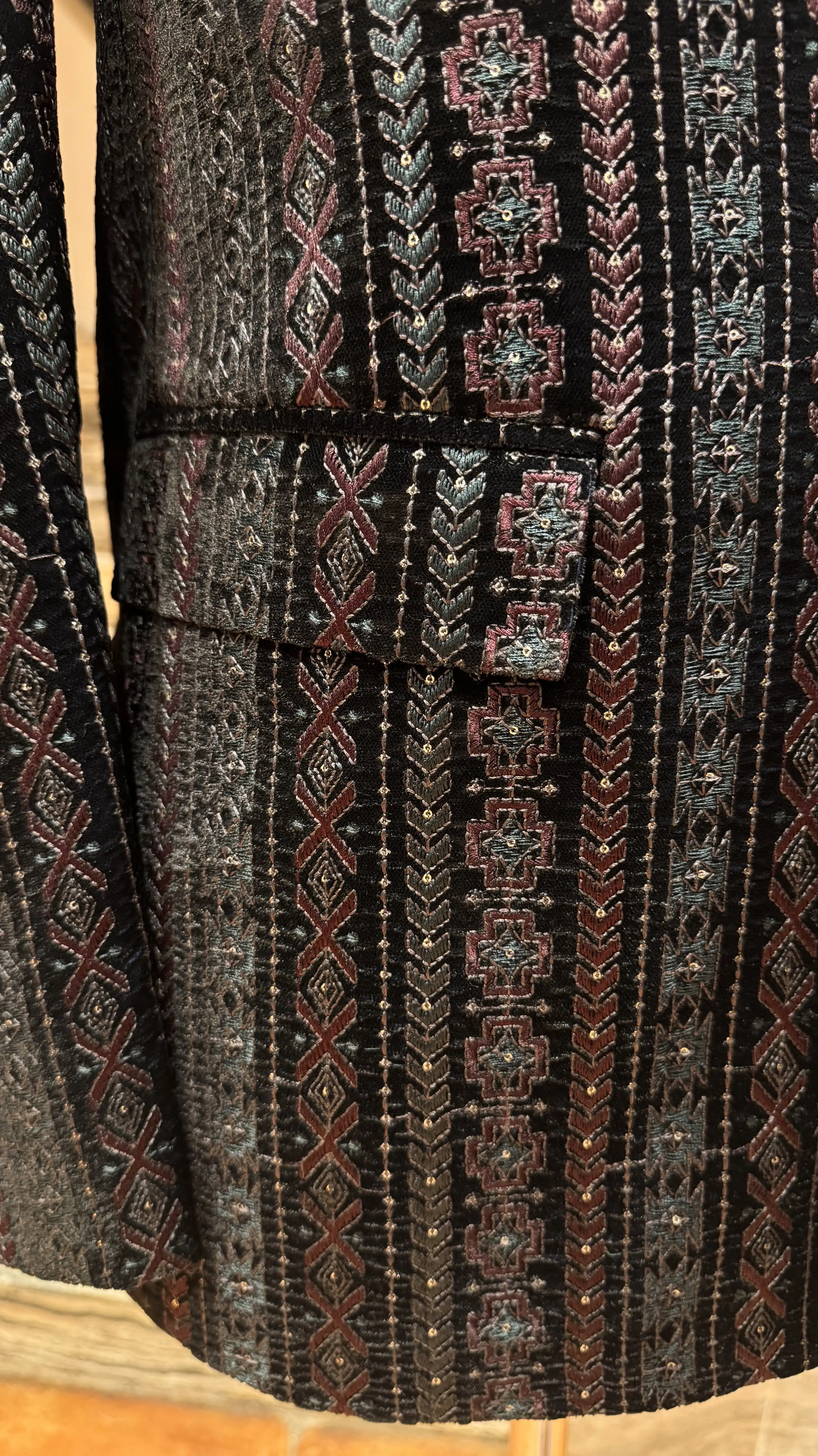 Black bandhgala with multicolor thread embroidery - Image 3