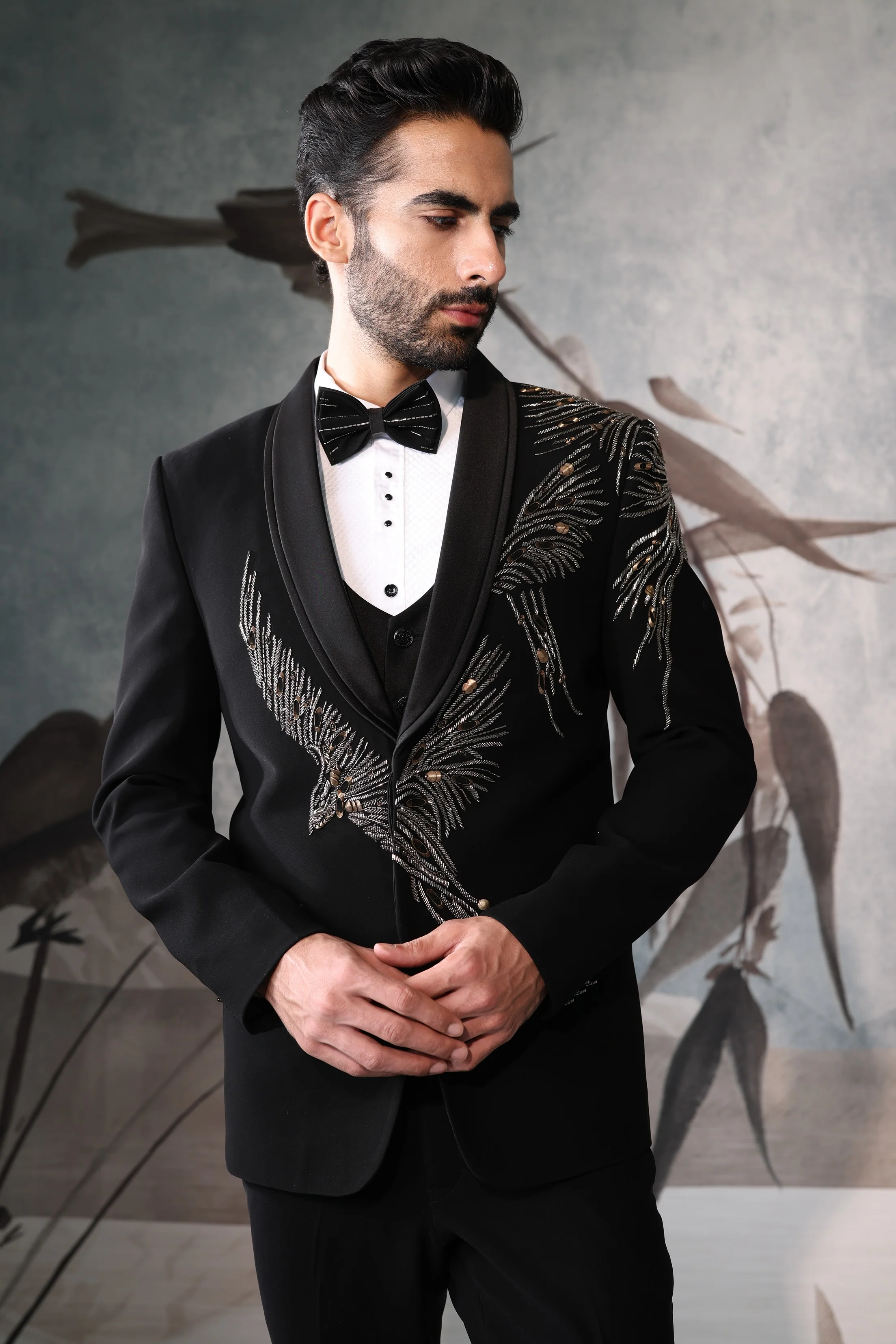 Black Embroidered Tuxedo - Image 2