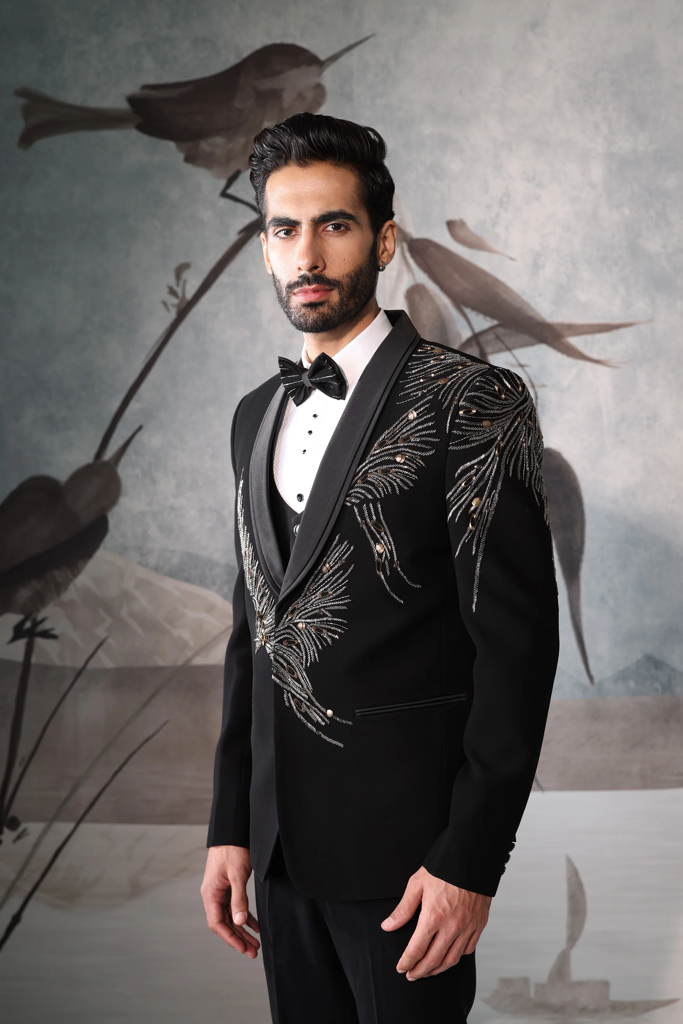 Black Embroidered Tuxedo - Image 3