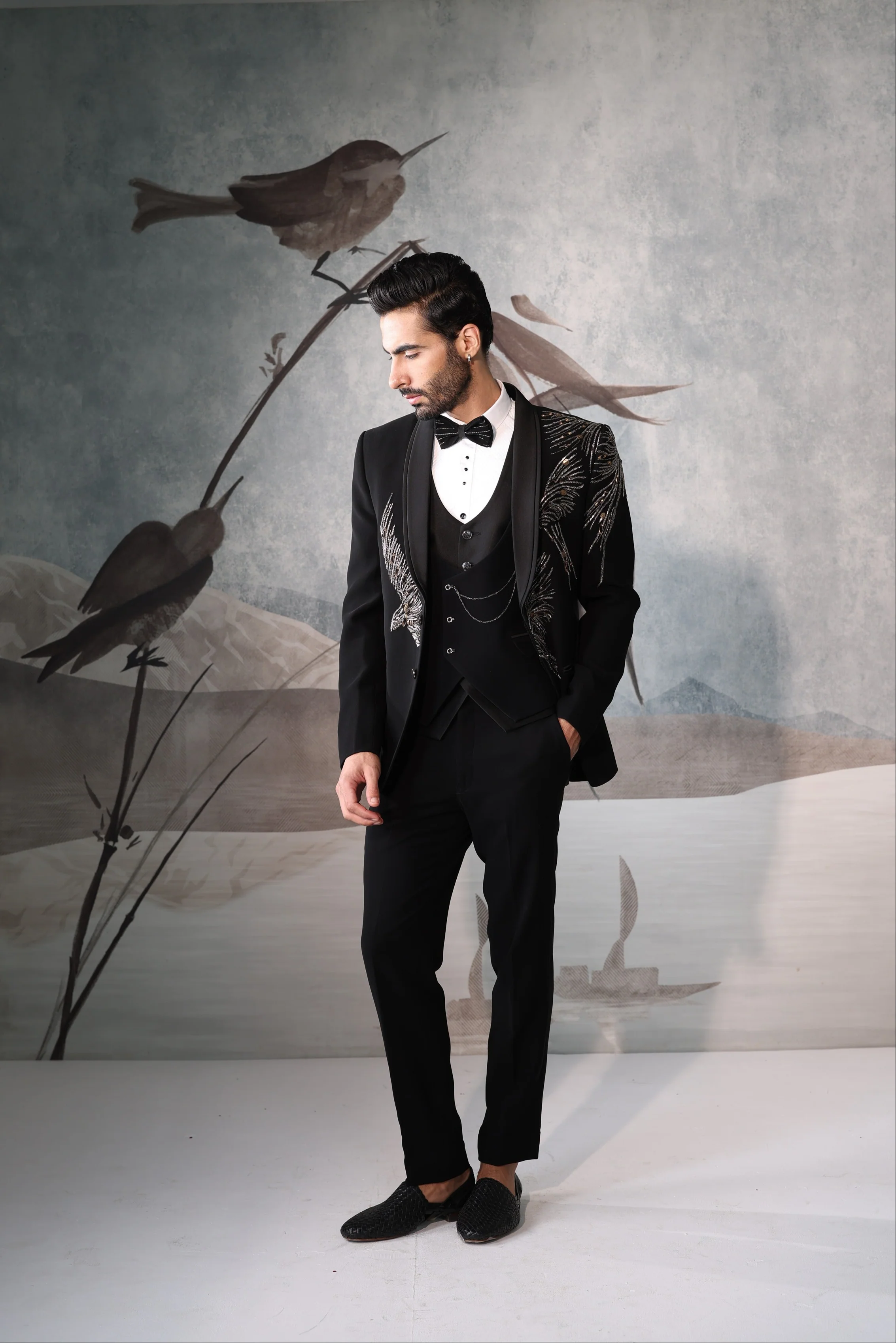 Black Embroidered Tuxedo - Image 4