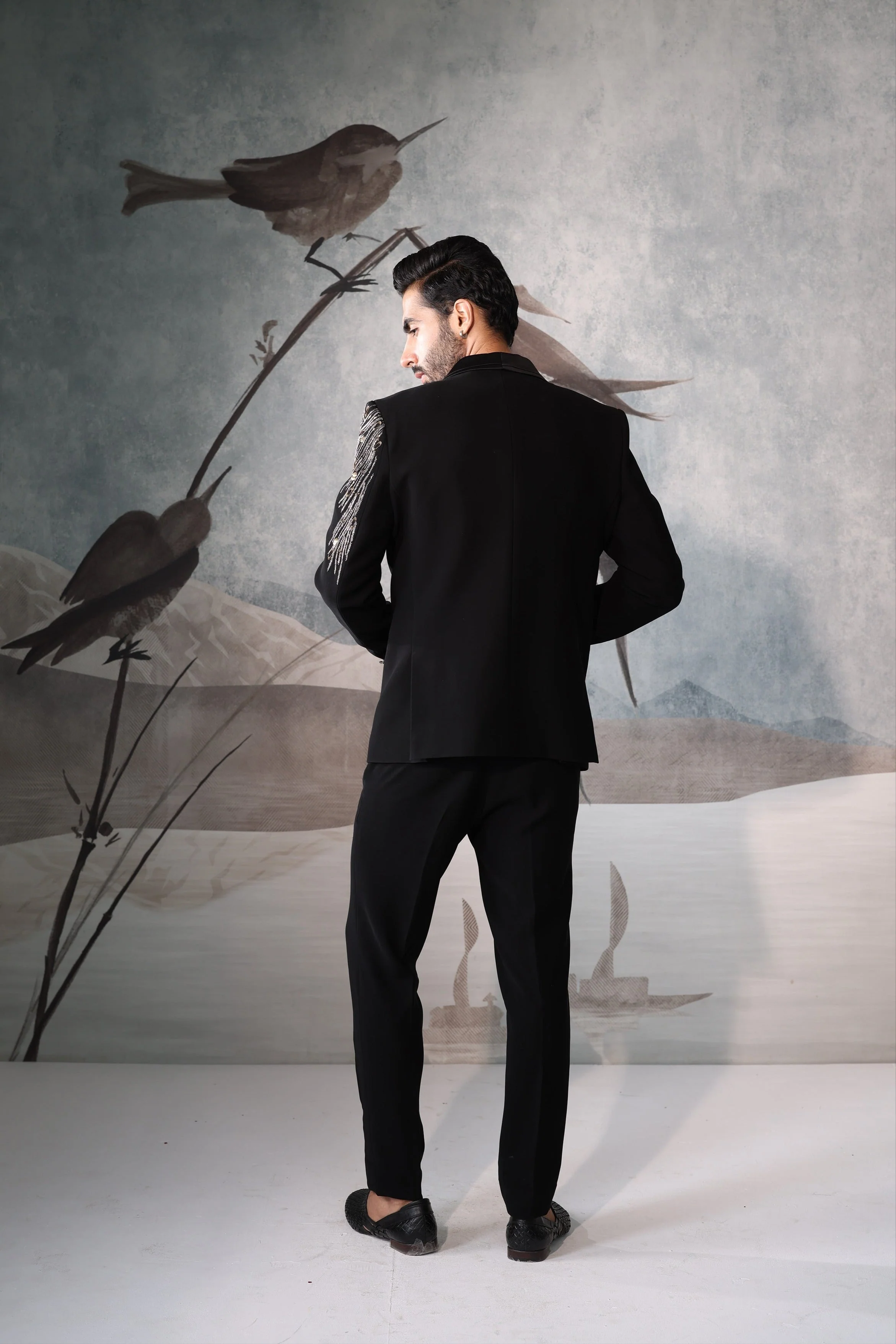 Black Embroidered Tuxedo - Image 5