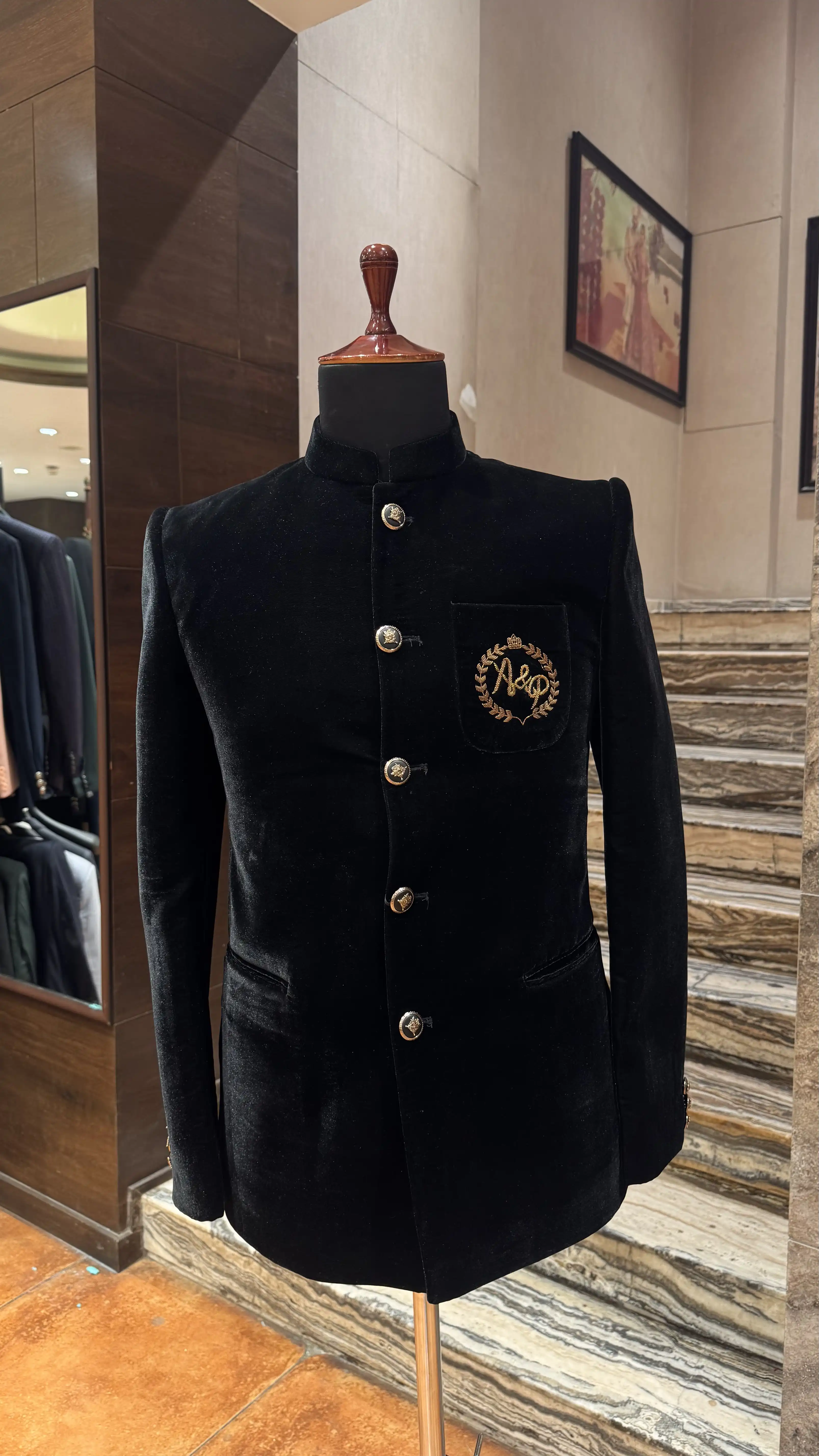 Black gold embroidered bandhgala - Image 2