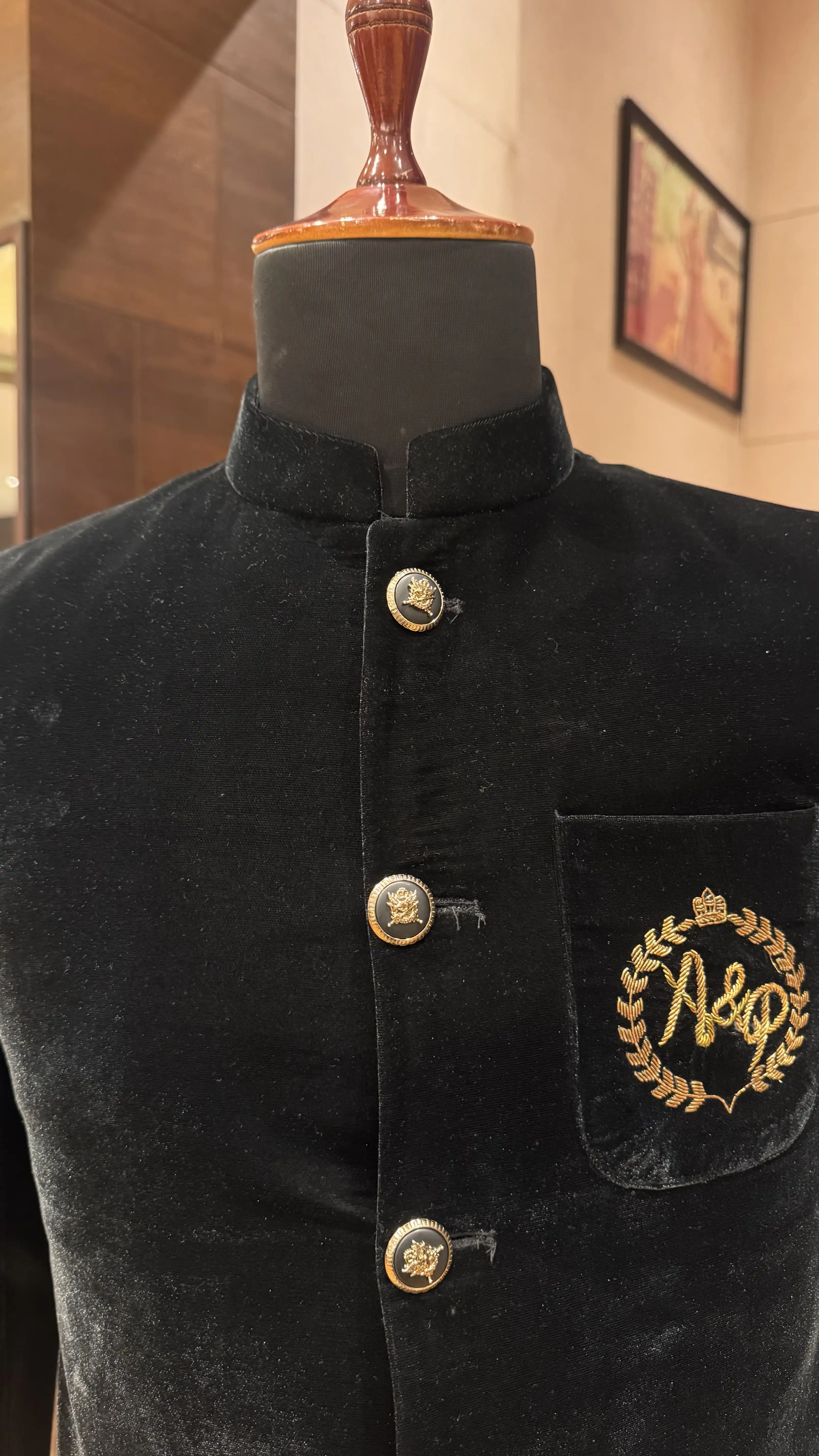 Black gold embroidered bandhgala - Image 4