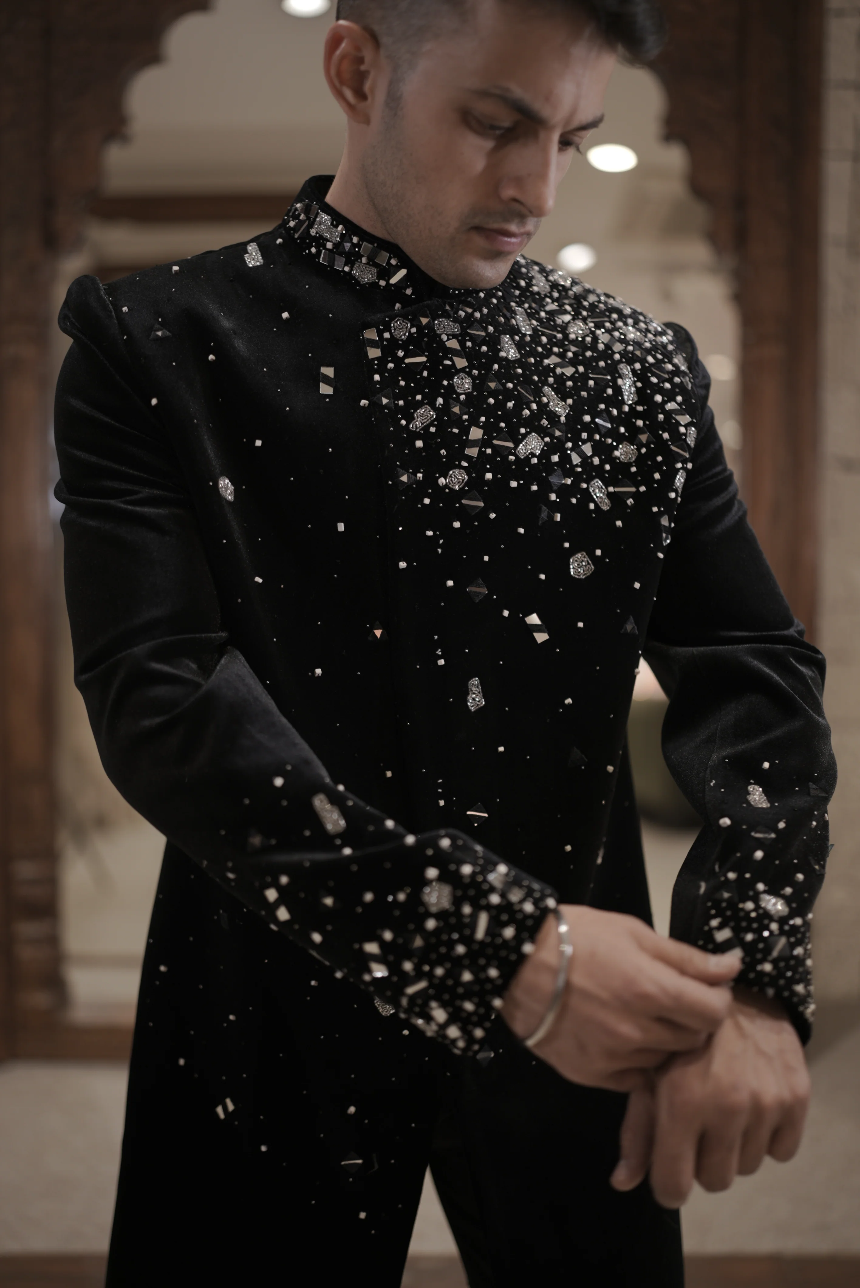 Black Indowestern with Sequin & mirrorwork - Image 2