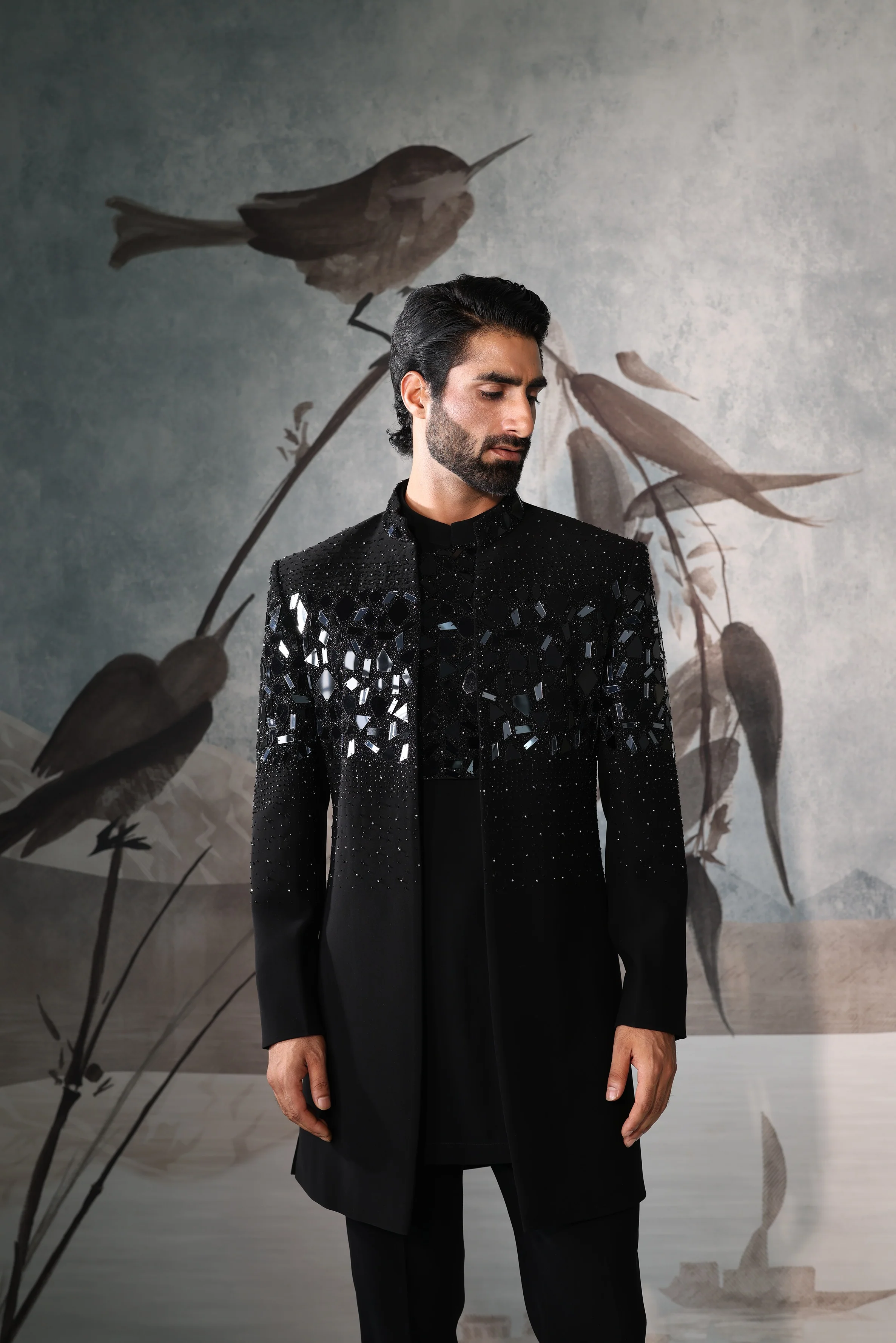 Black OPEN JACKET Indo-Western - Image 2