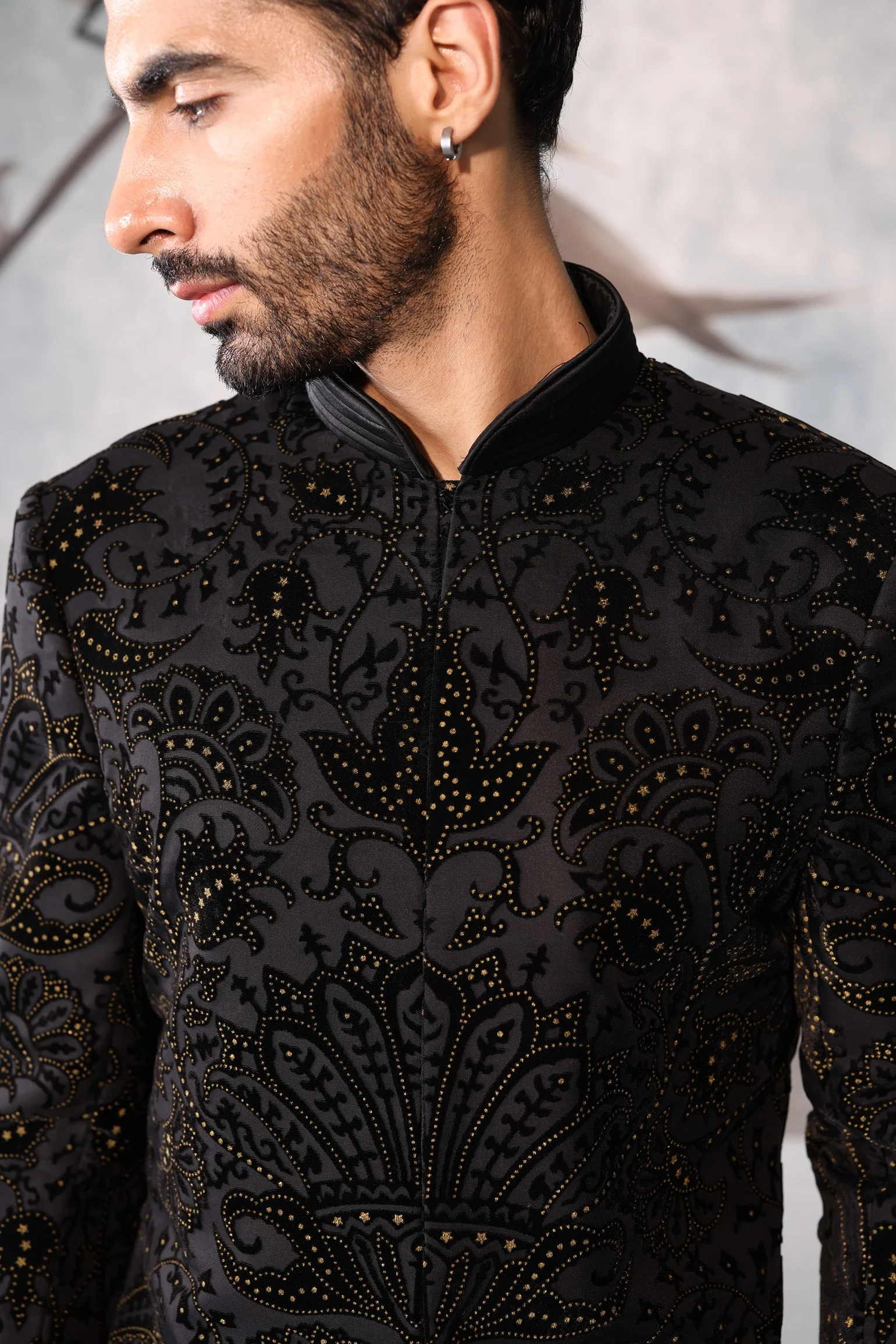 Black indowestern with full embroidery work