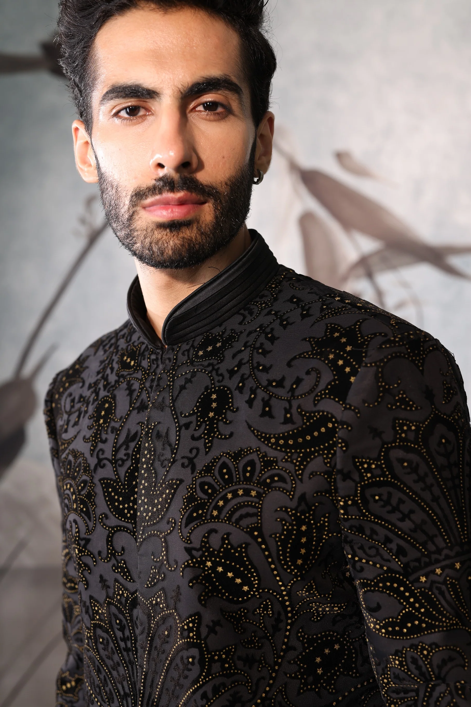 Black indowestern with full embroidery work - Image 5