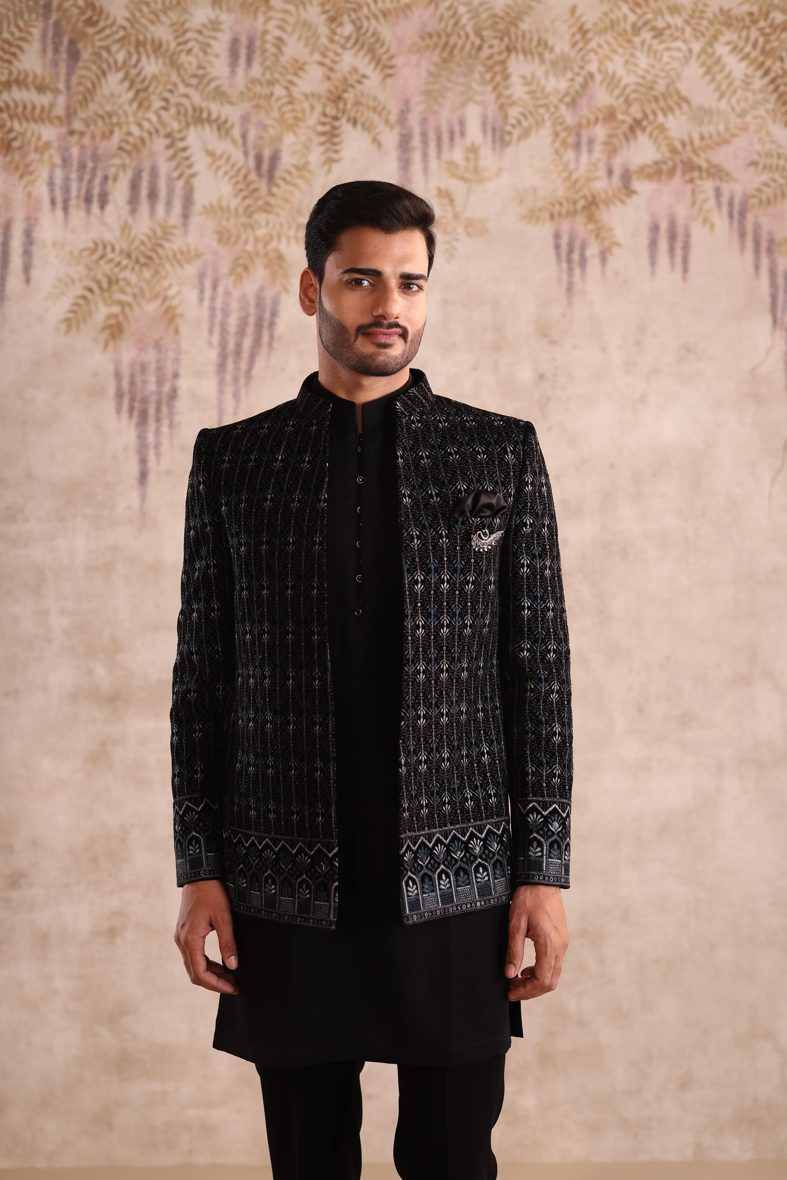 Black Jacquard Designer Men’s Suit - Image 3