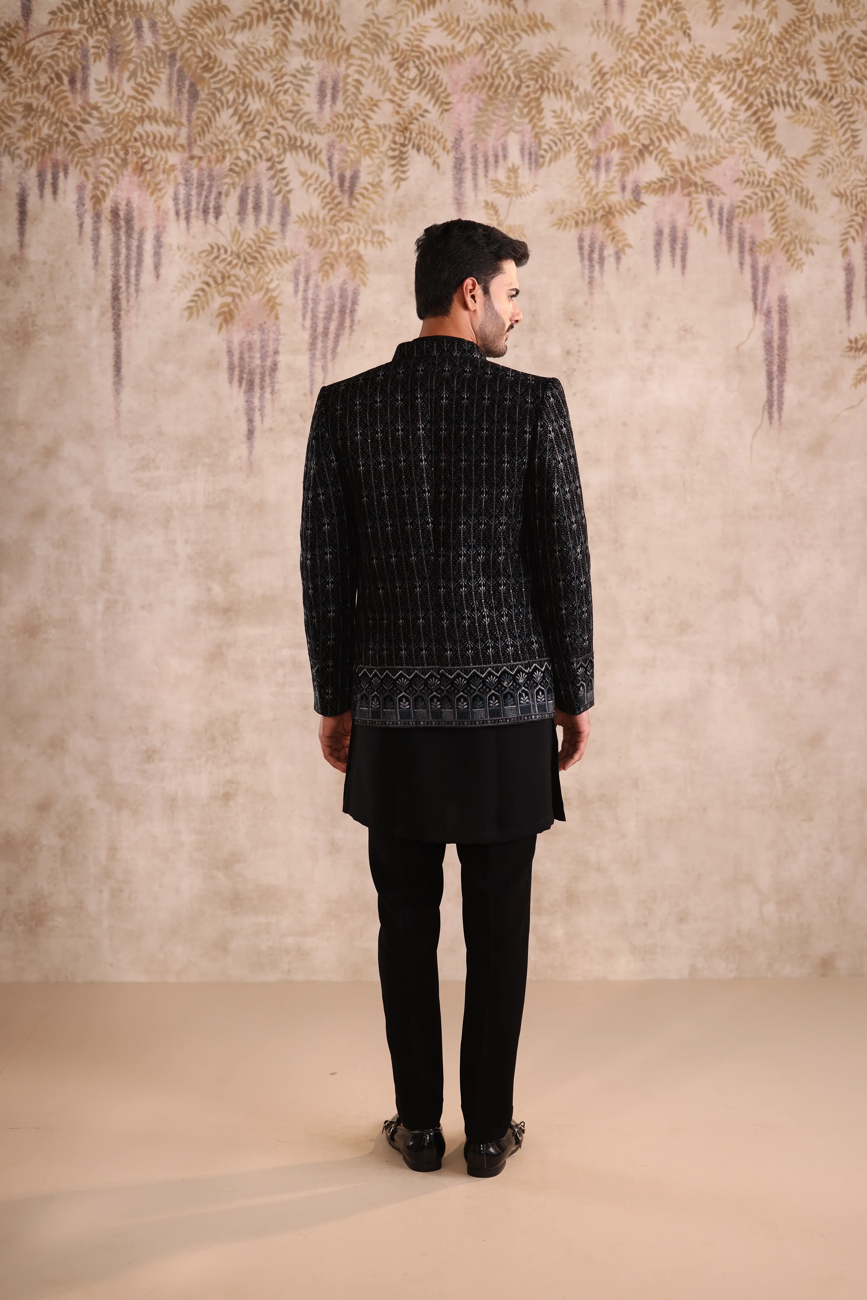 Black Jacquard Designer Men’s Suit - Image 5