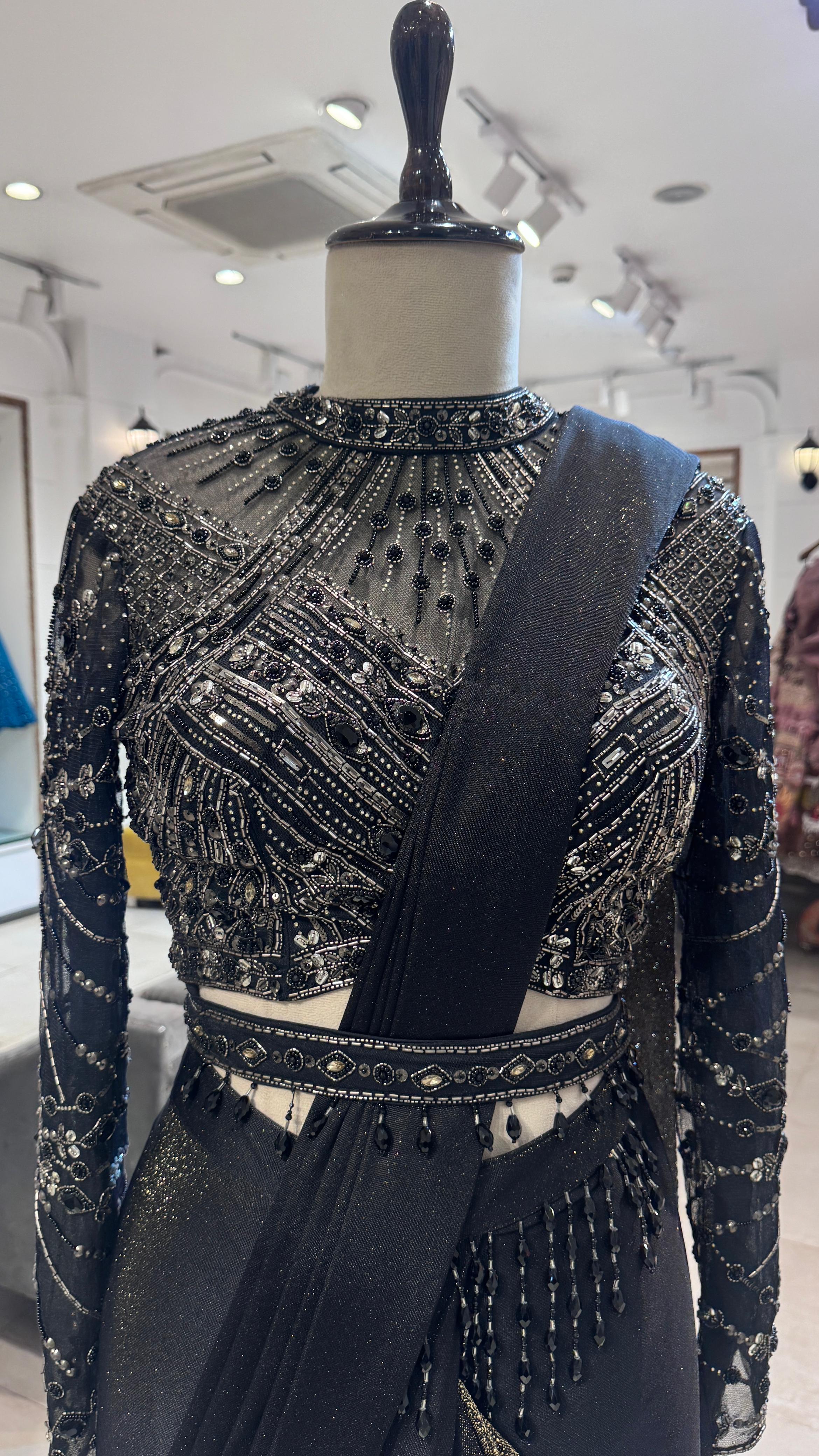 Black shimmer saree - Image 3