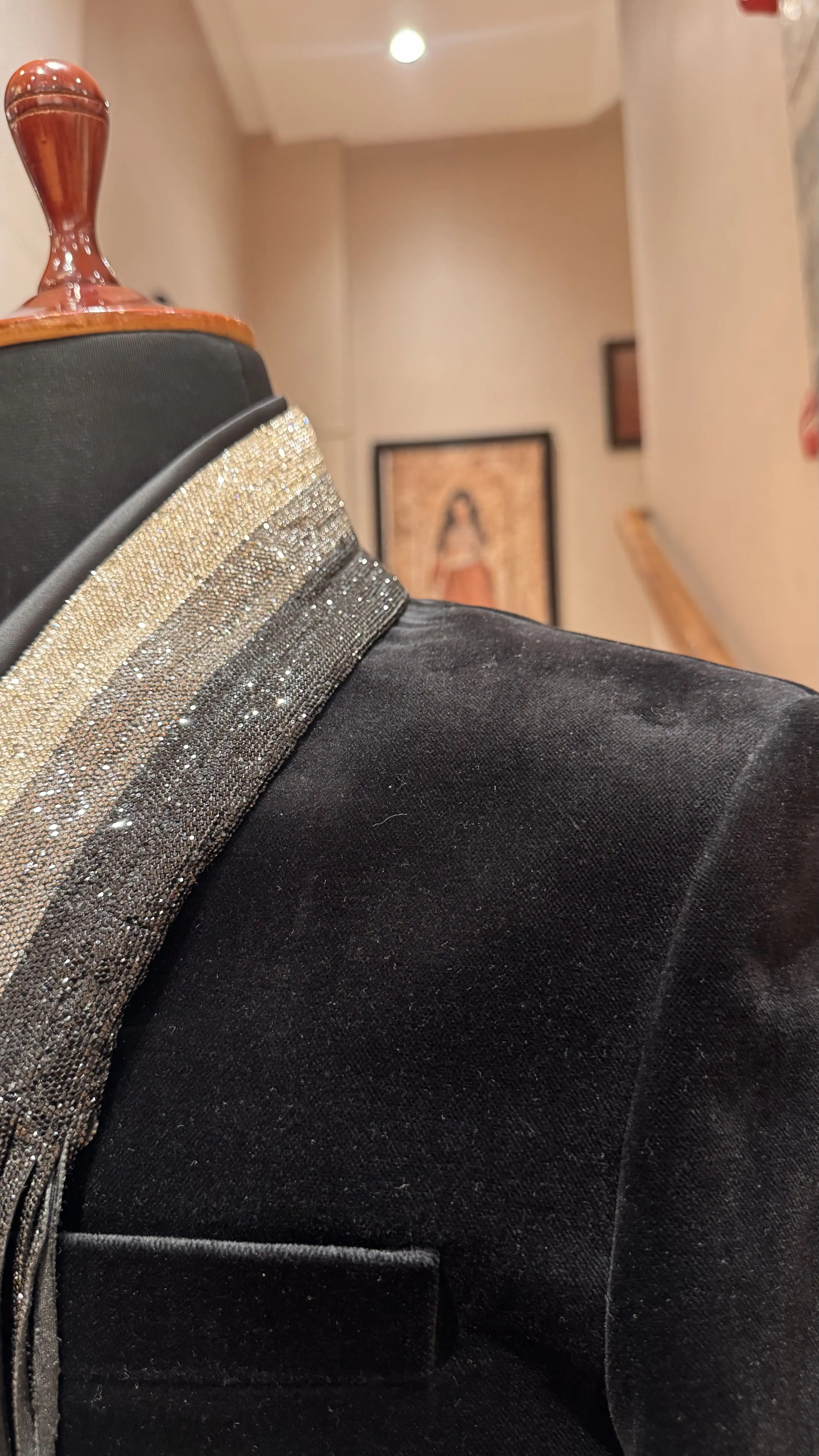 Black velvet collar work bandhgala - Image 2