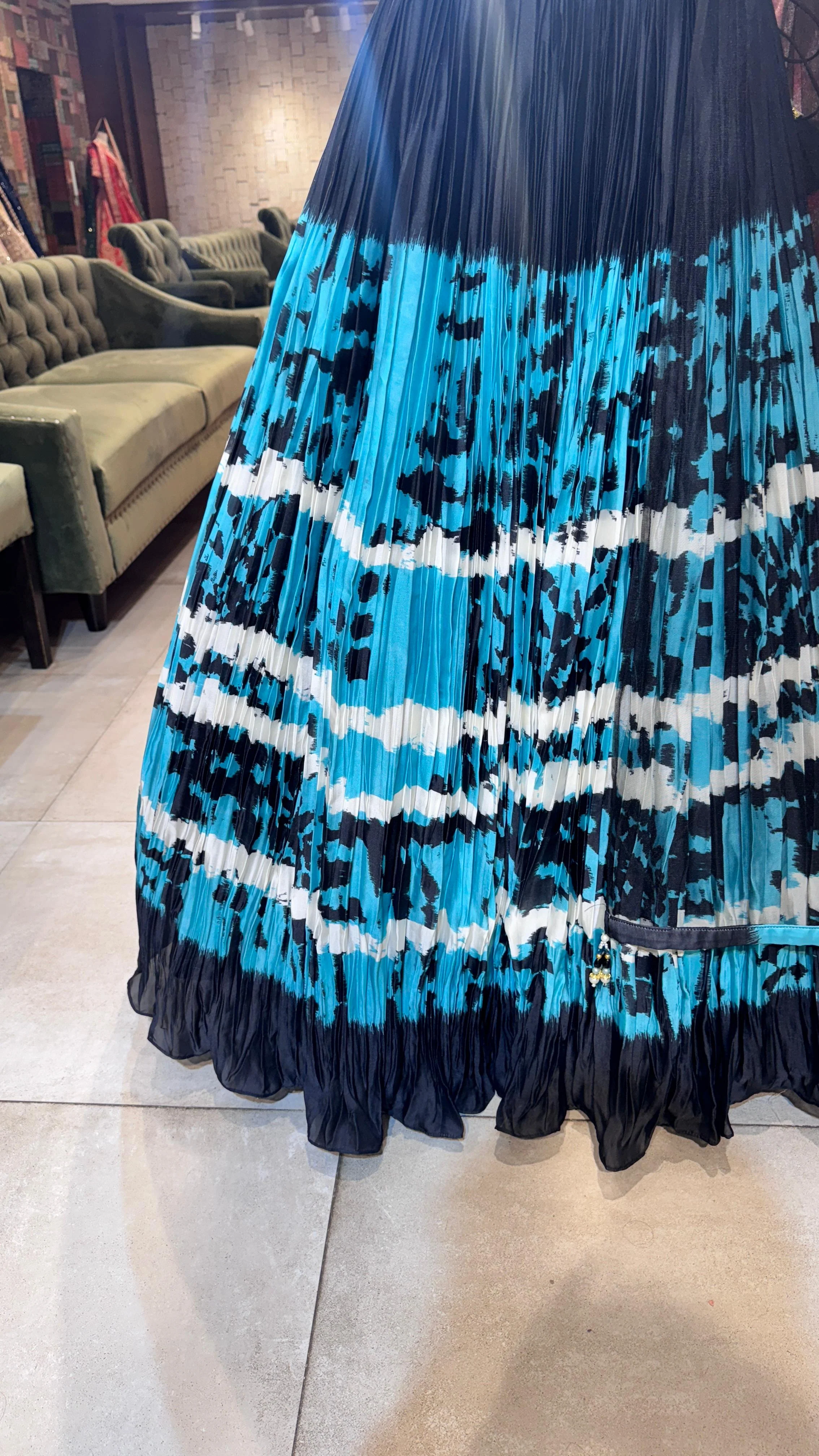 Midnight Teal Embroidered Lehenga - Image 3