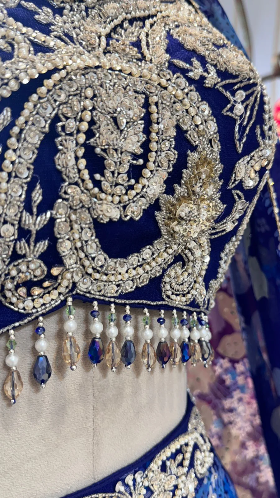 Midnight Bloom Blue Lehenga - Image 5