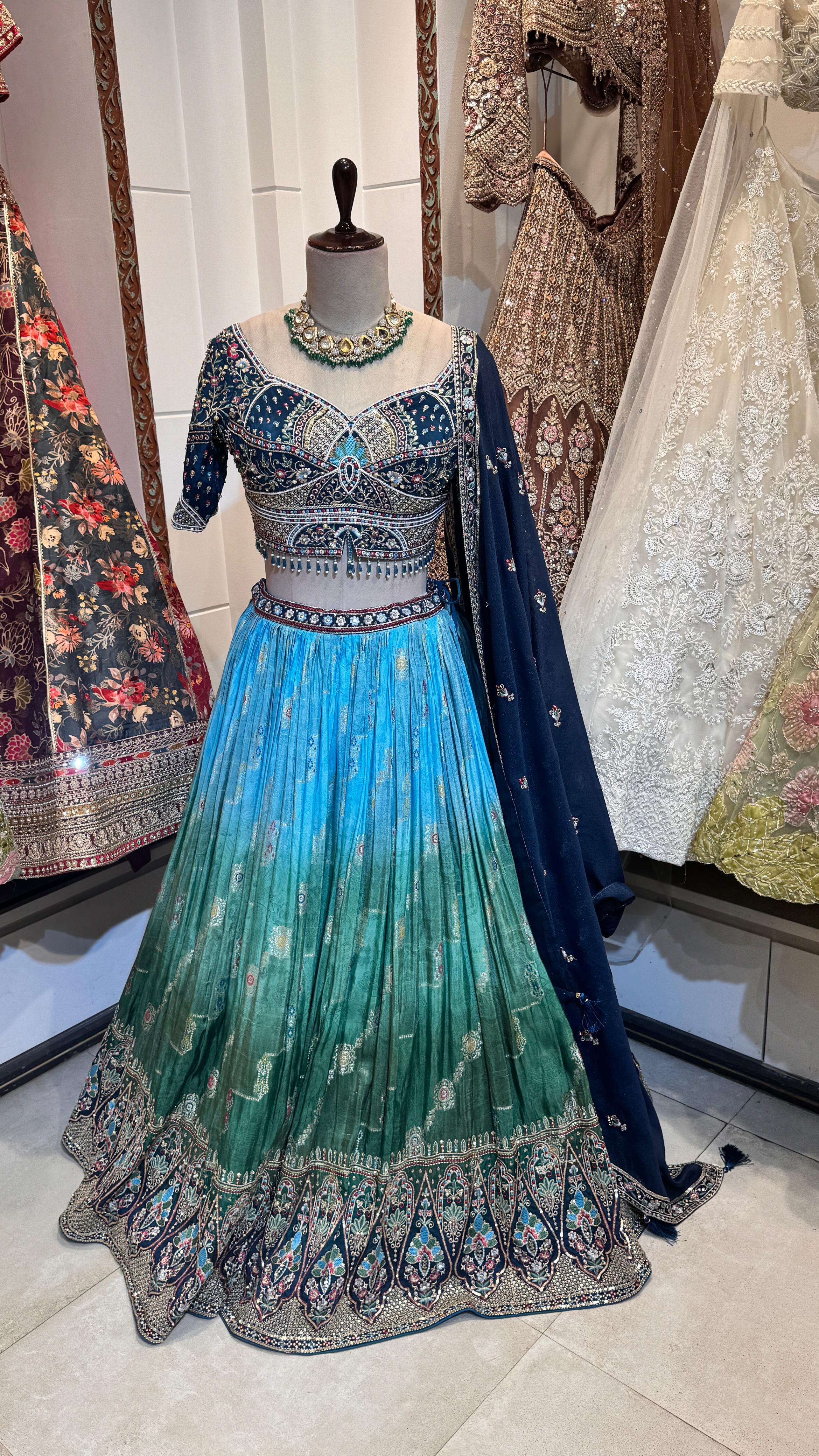 Blue ombre lehenga - Image 2