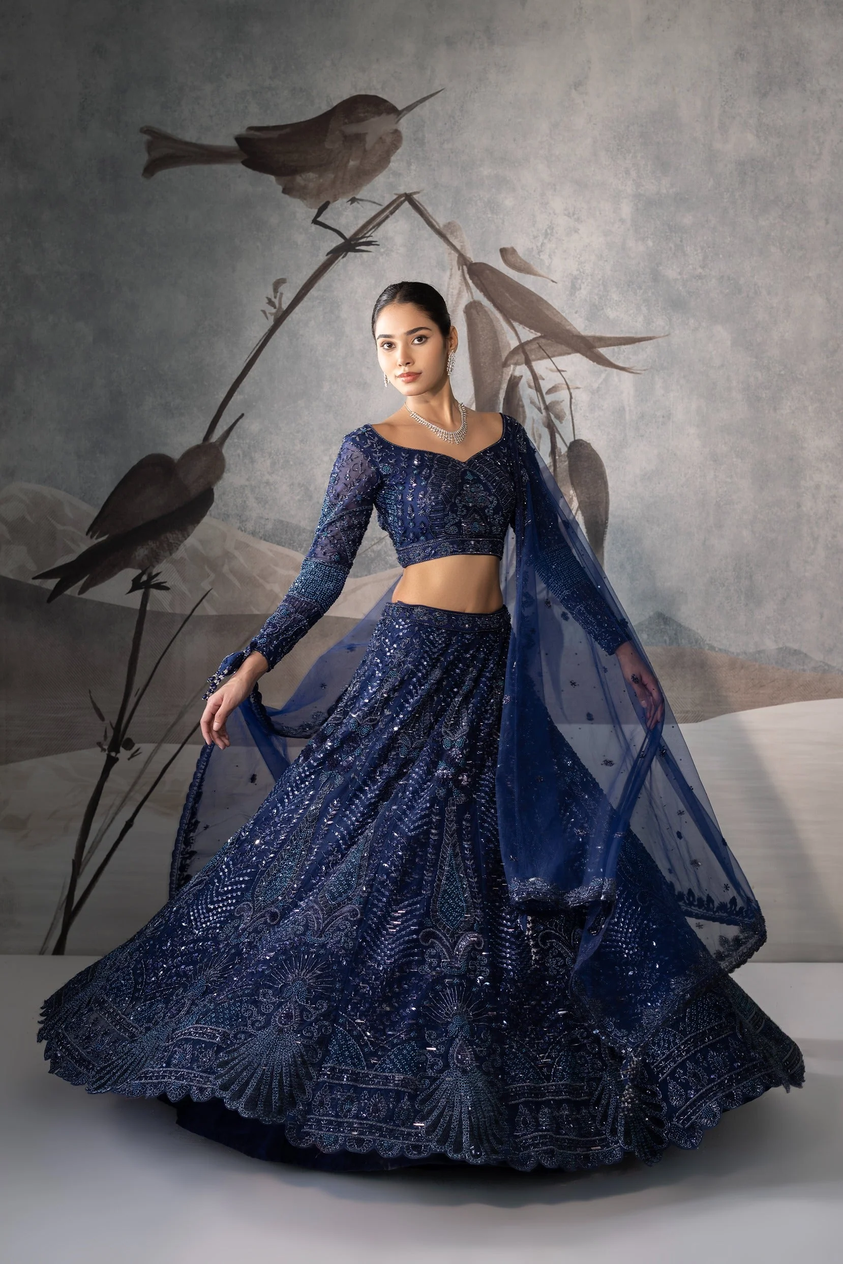 BLUE SEQUENCE EMBELLISHED LEHENGA - Image 3