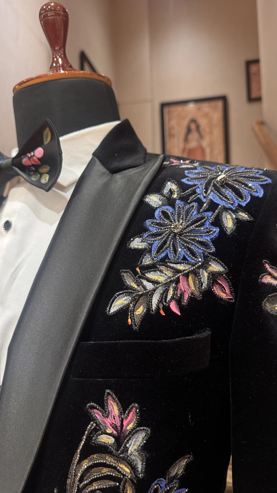 Blue Tuxedo with Floral Design - Image 2