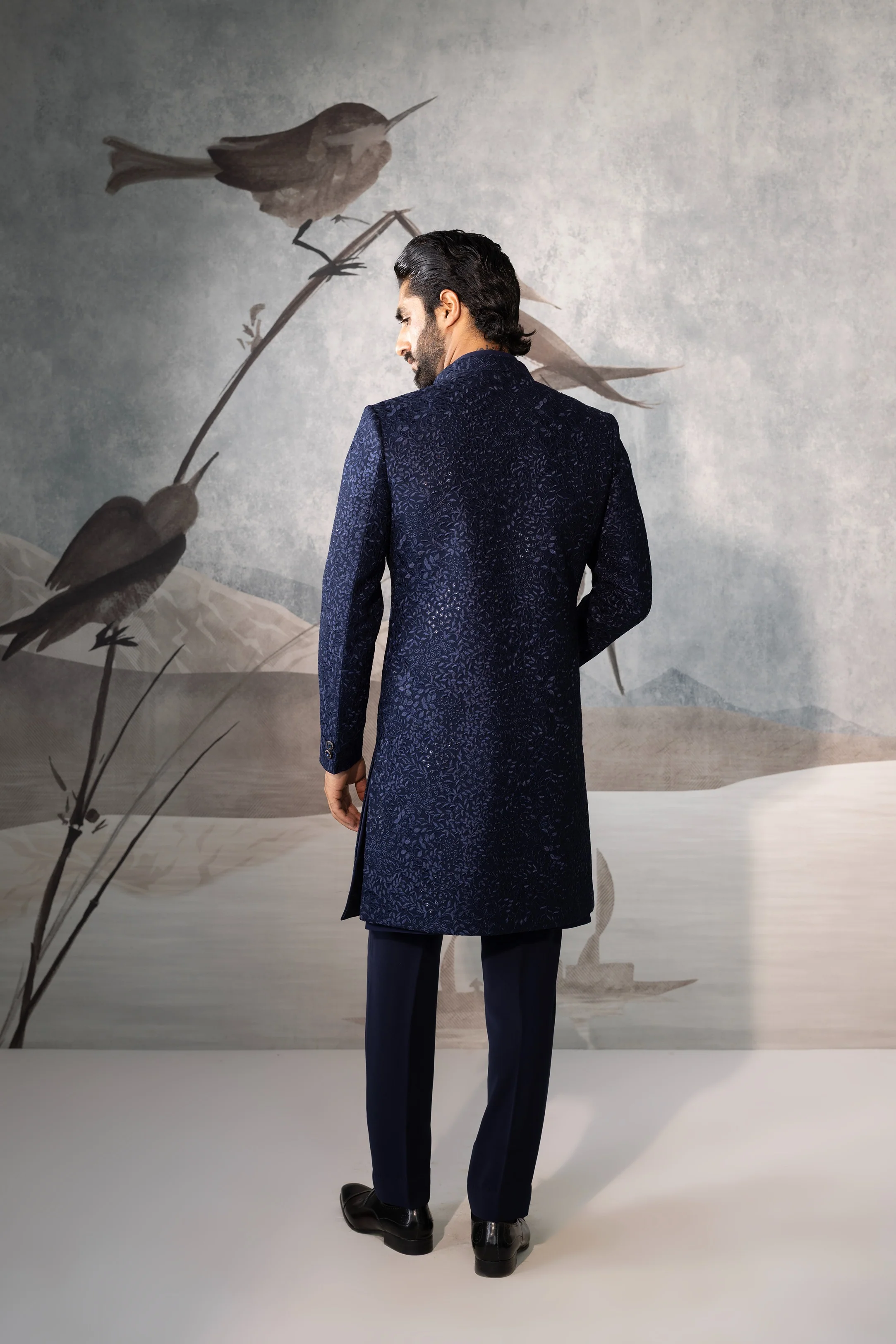 Classic Navy Blue Indowestern - Image 2