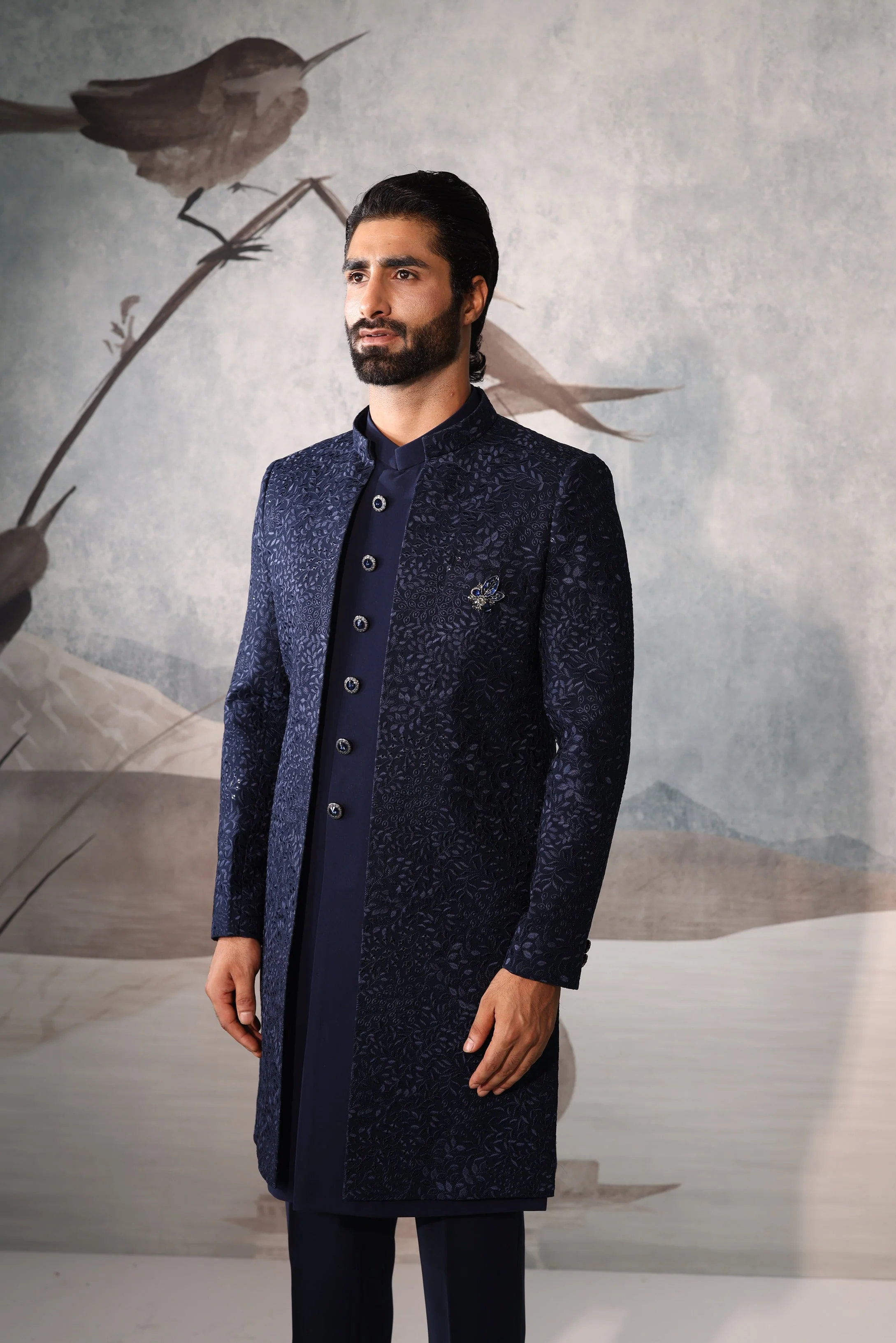 Classic Navy Blue Indowestern - Image 5