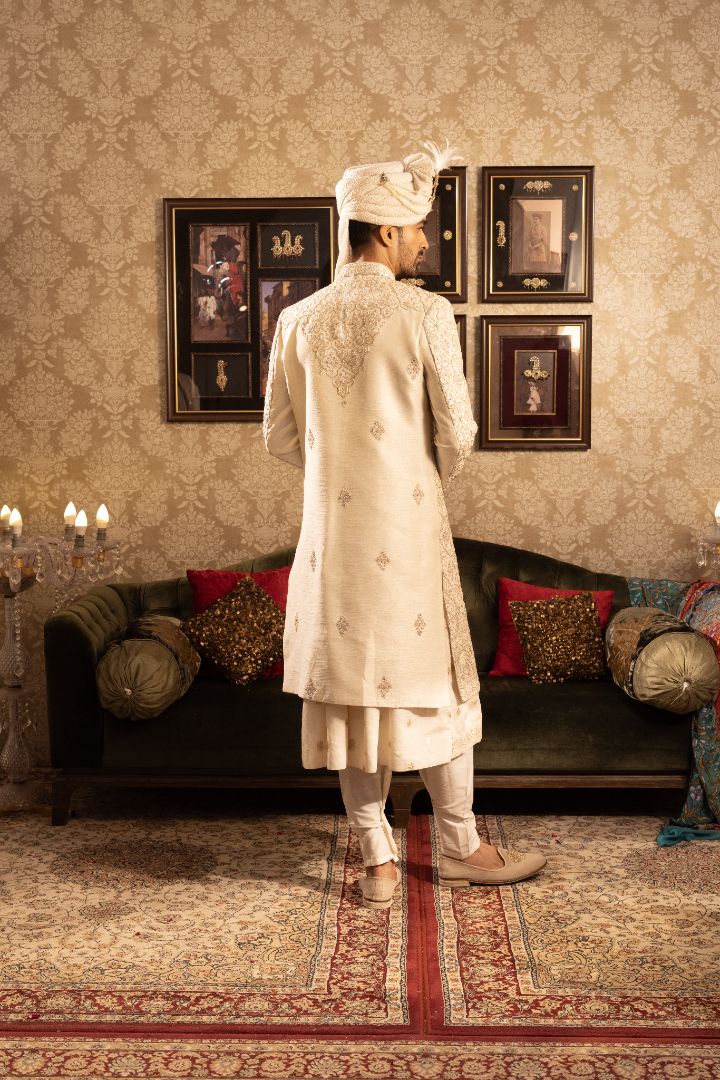 Cream Colour Sherwani for Men - Image 3