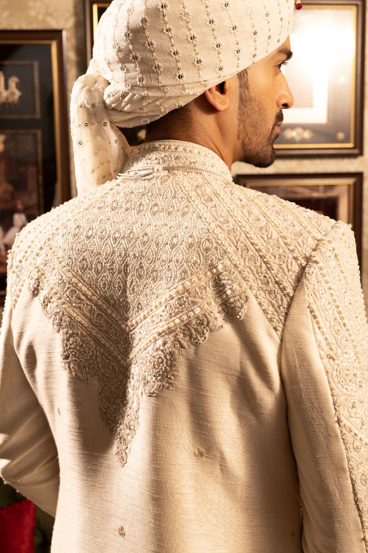 Cream Sherwani For Groom - Image 3