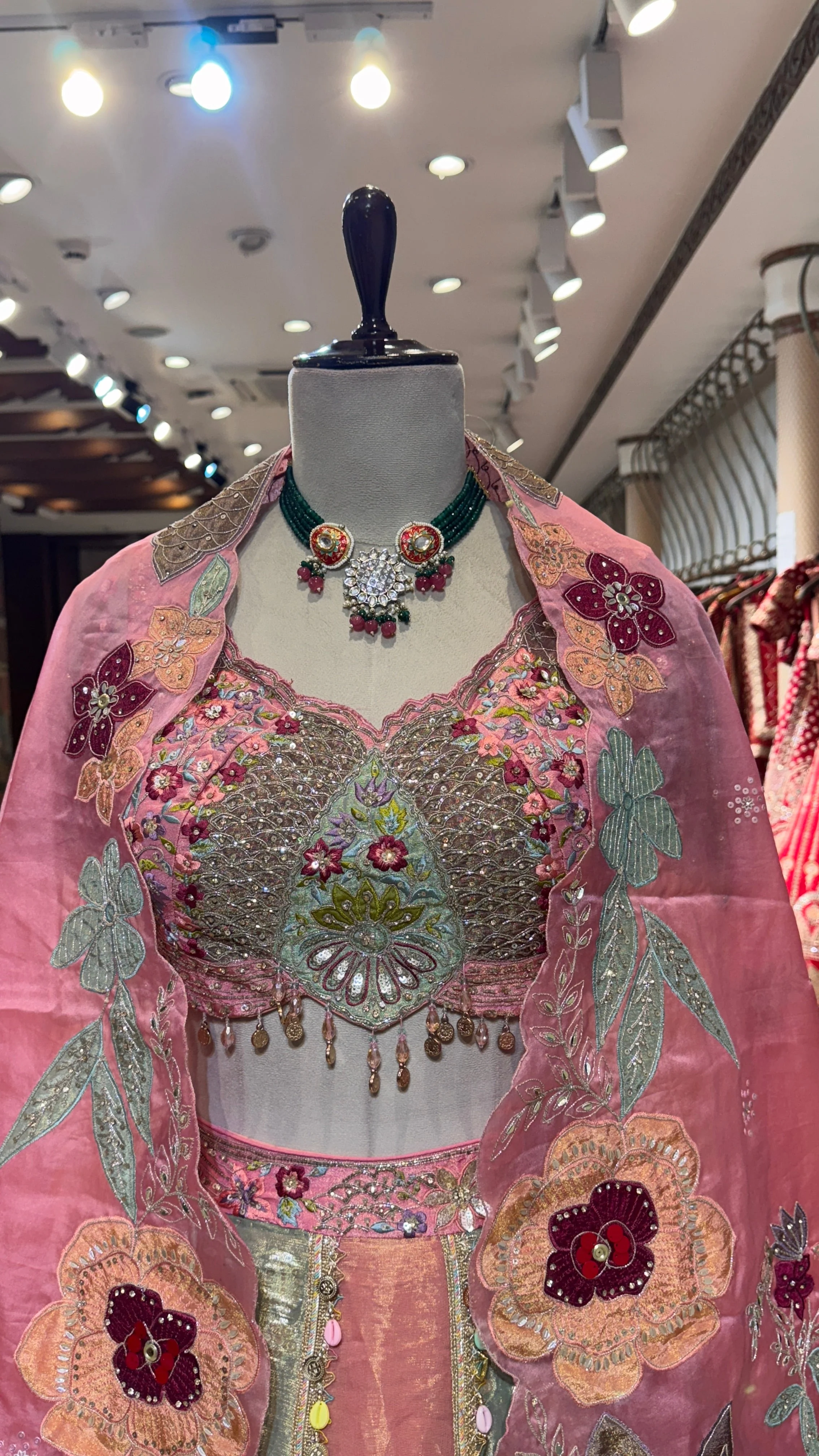 Crushed floral lehenga - Image 2