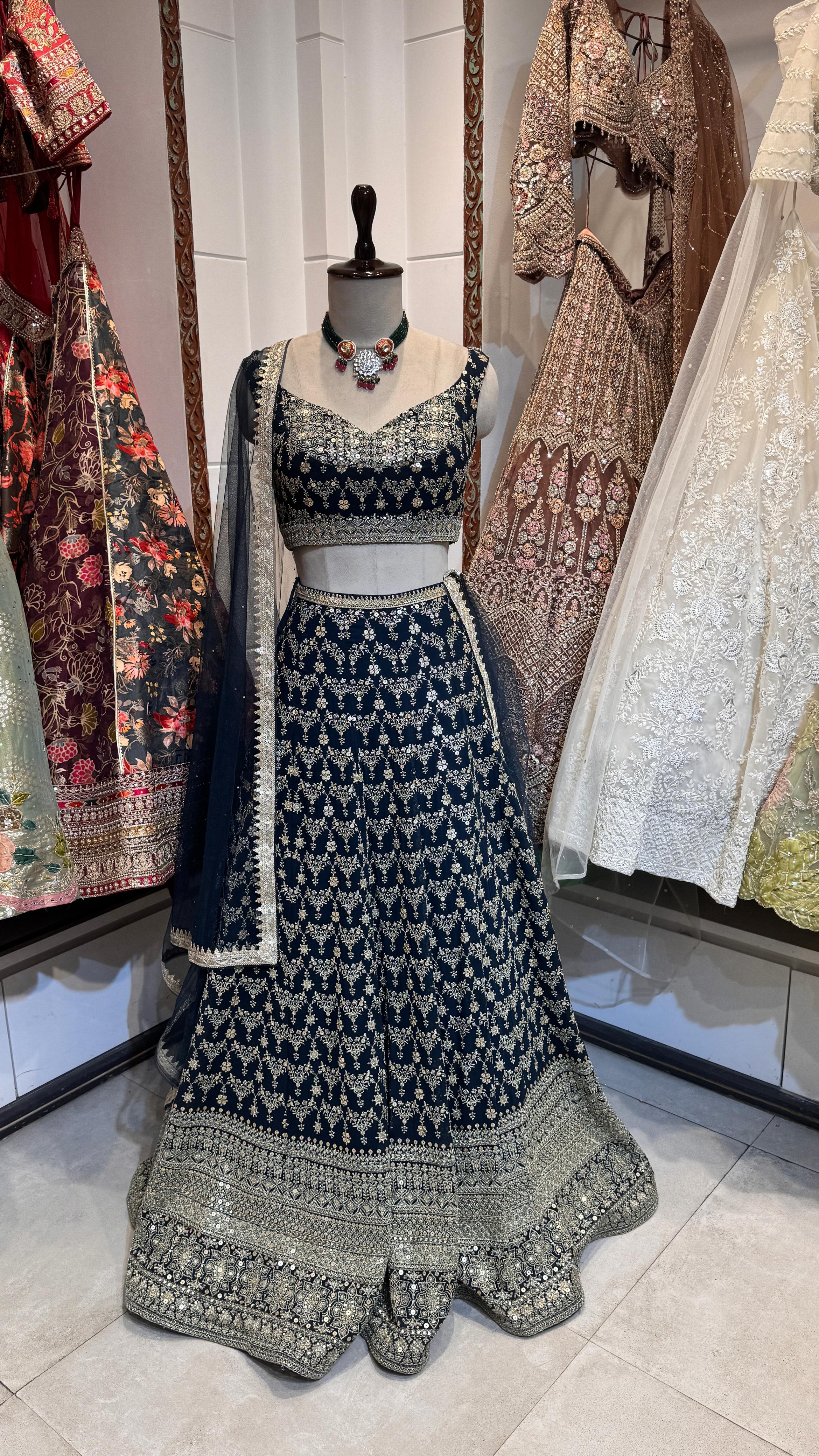 Dark green lehenga