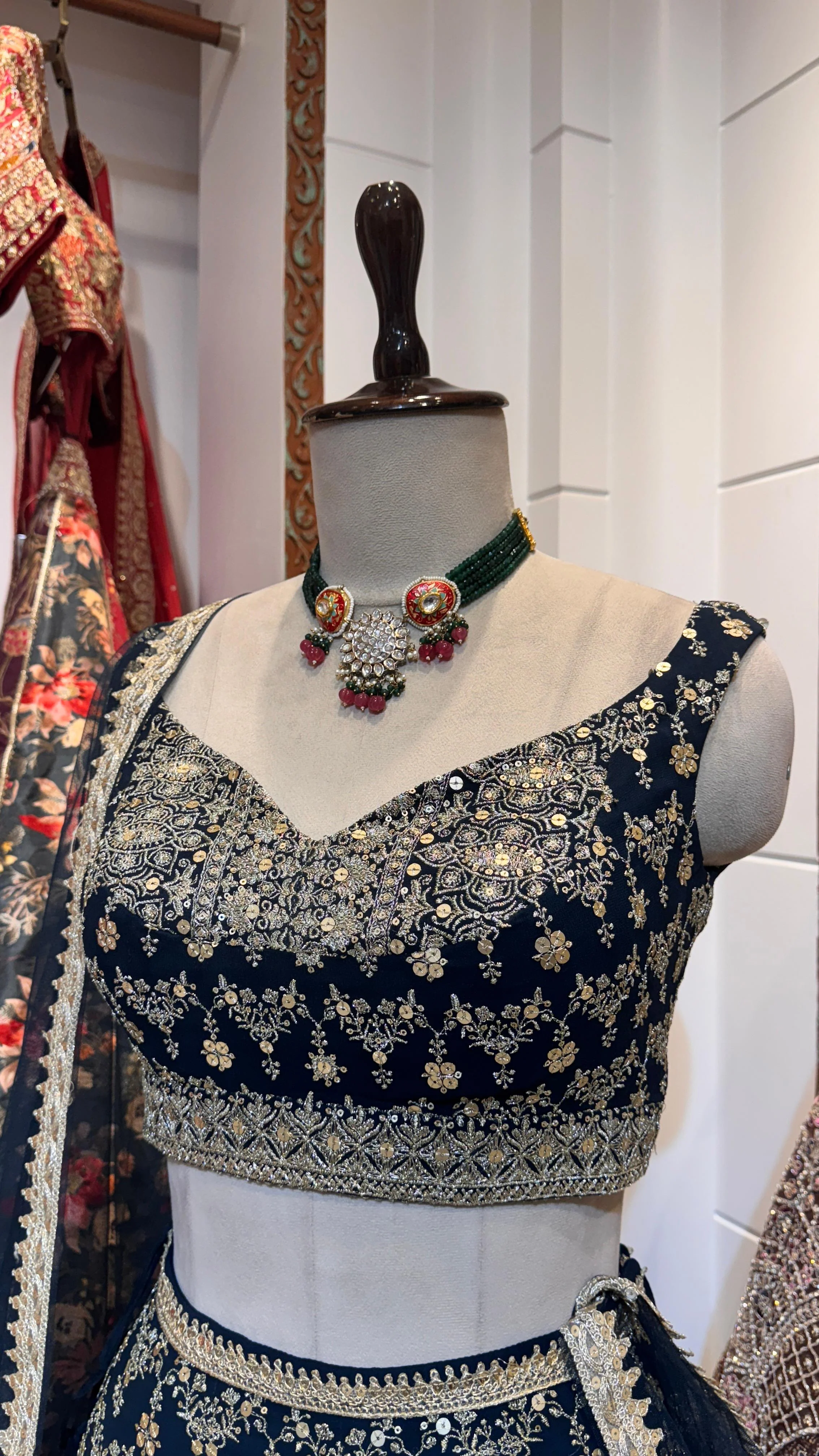 Dark green lehenga - Image 2