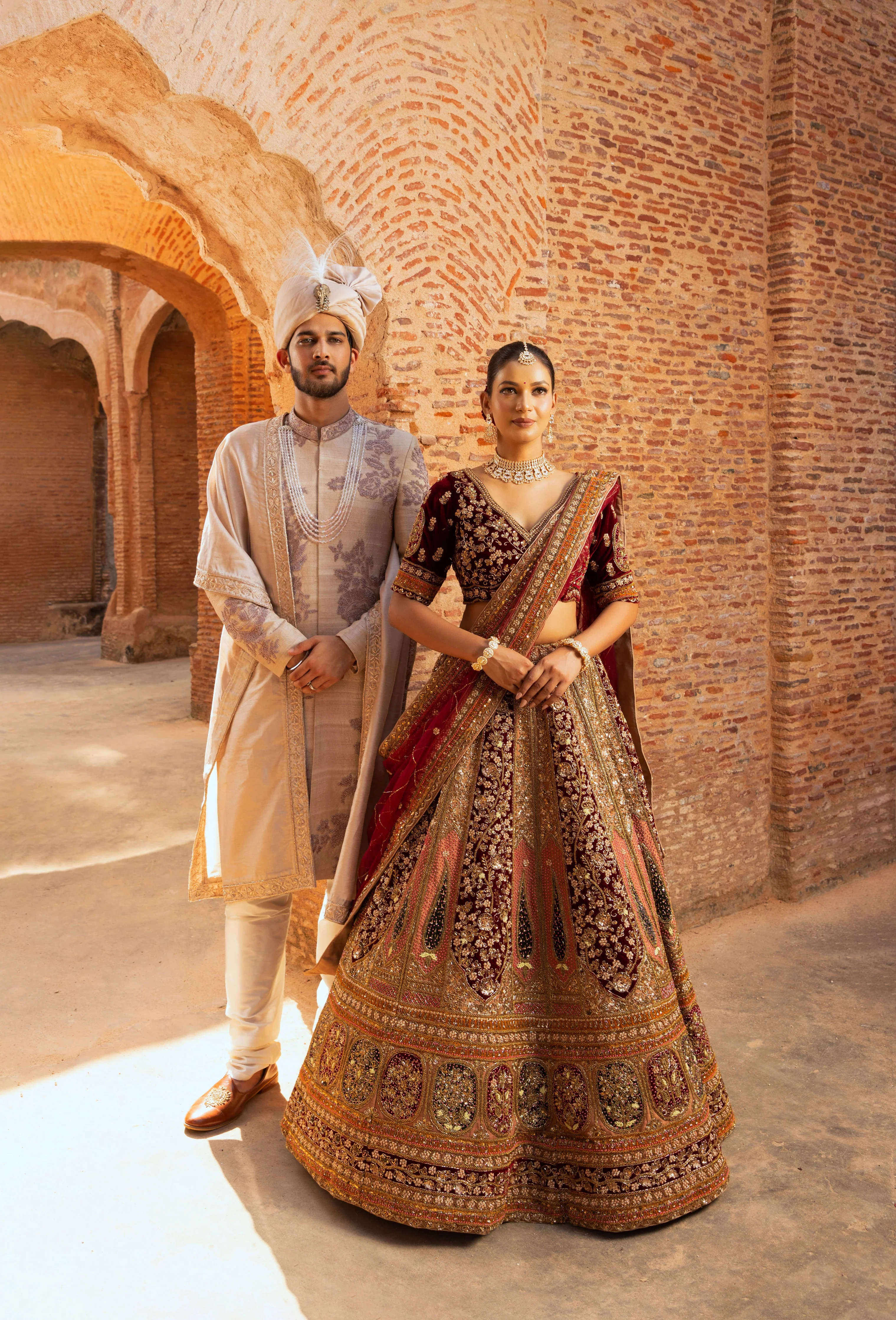Dark Maroon bridal Lehanga - Image 4