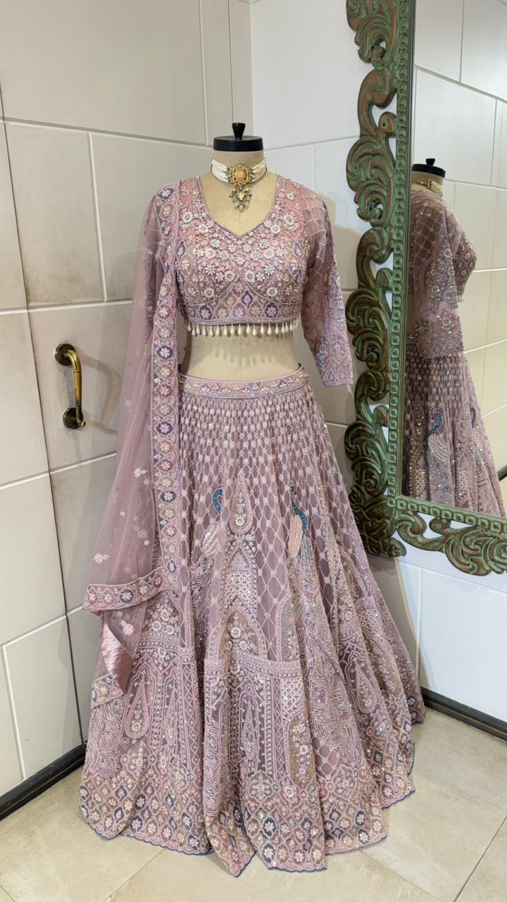 Dusty Pink Heavily Embellished  Lehenga - Image 4
