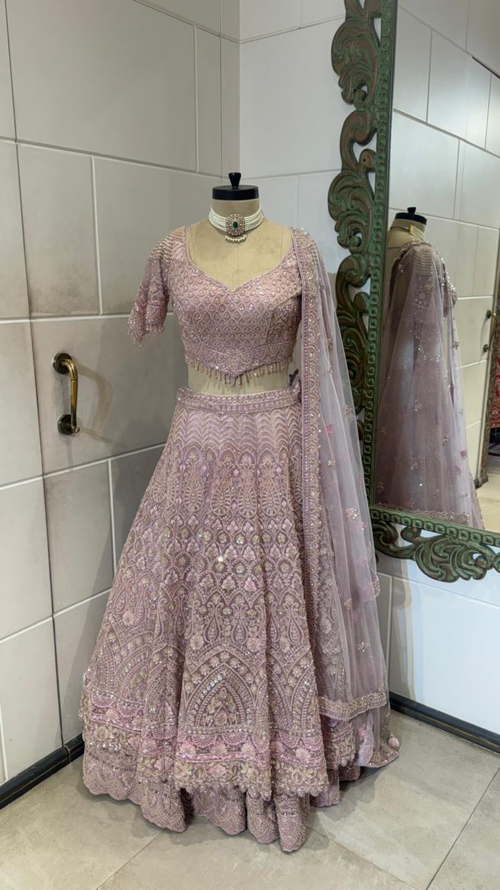Dusty pink pearl lehenga - Image 4