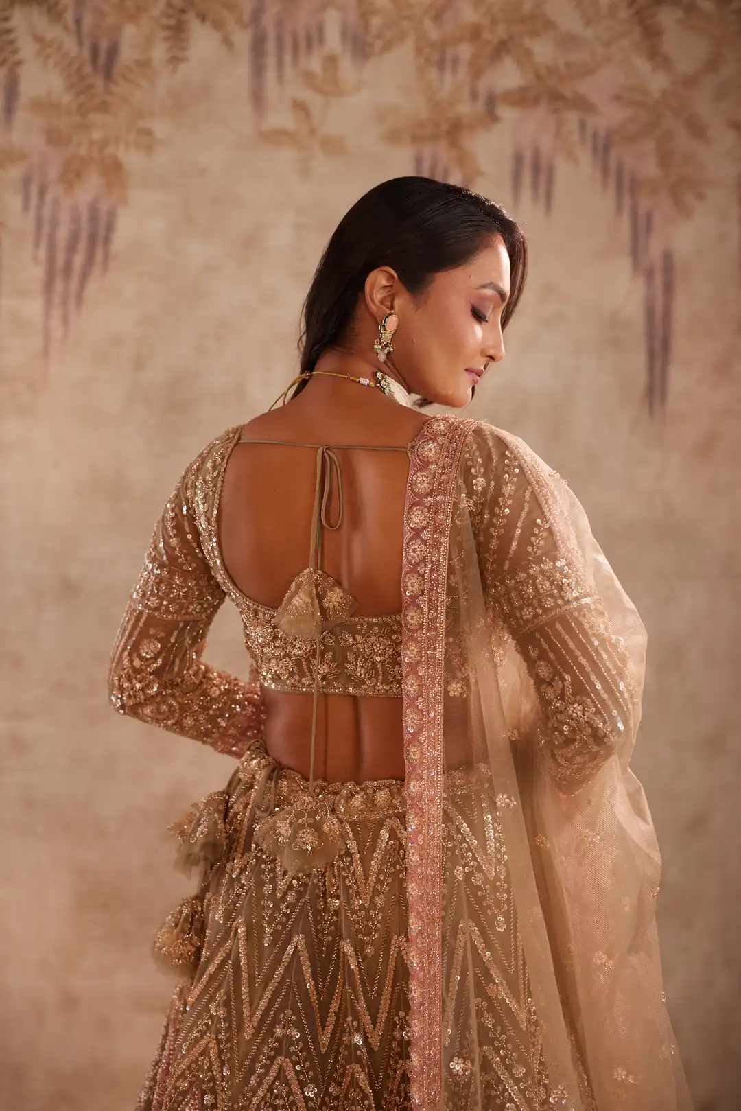 Dusty Rose Embroidered Lehenga Choli Set - Image 5