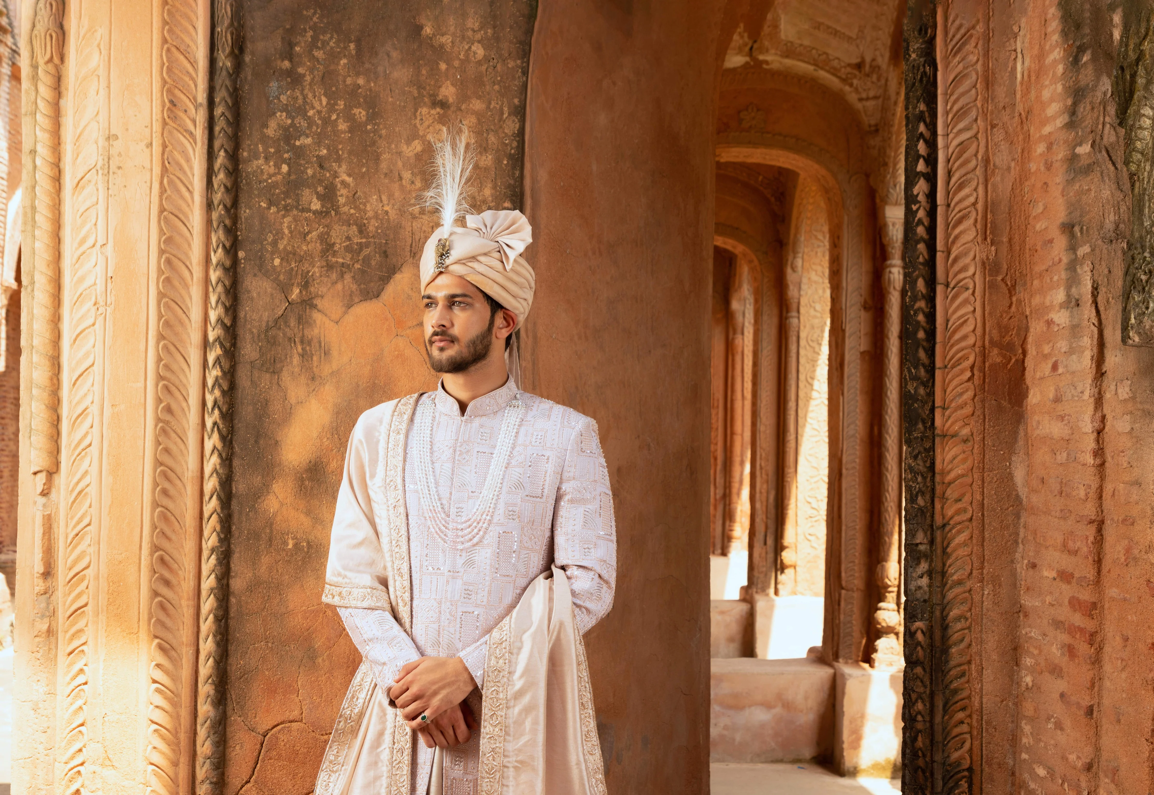 Georgette Groom's Sherwani with Geometric Motifs, Sequins, and Cutdana Detailing (Sherwani set) - Image 2