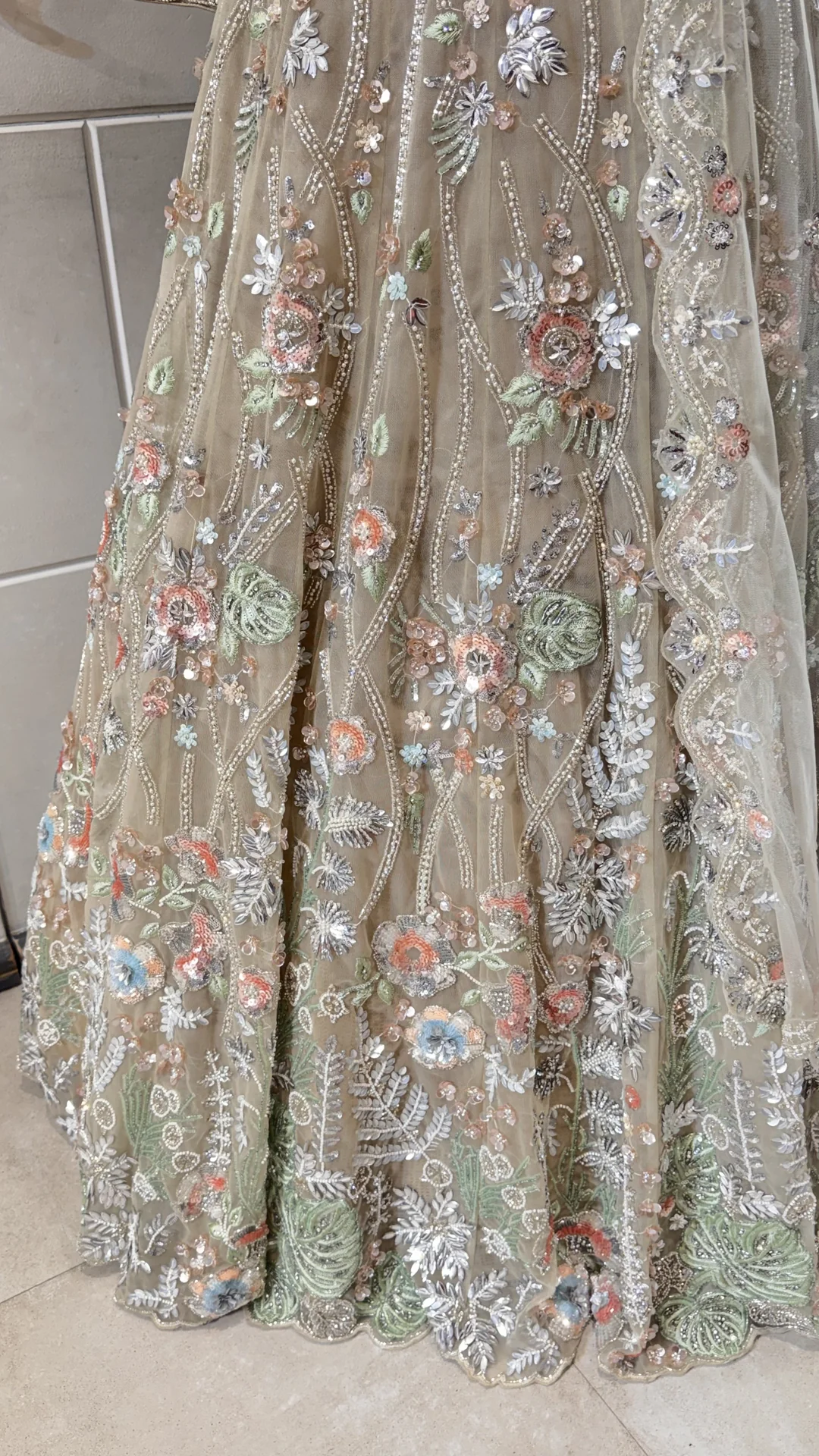 Gold lehenga with multicolor embroidery - Image 6