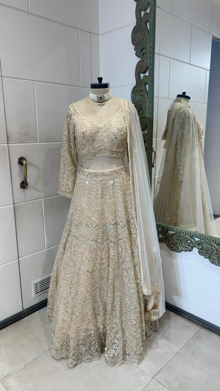 Gold Sequin Embellished Lehenga - Image 3