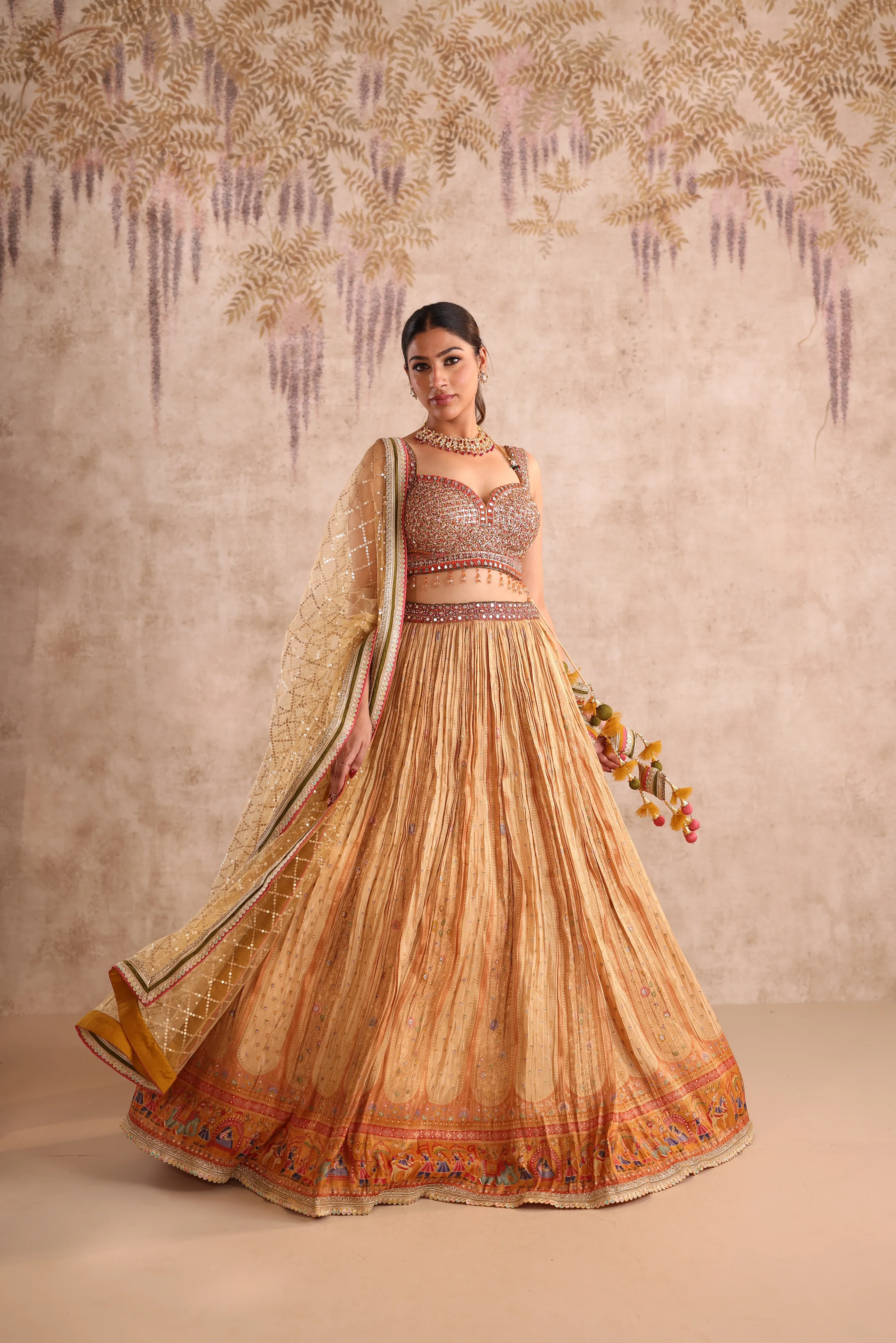 Golden Sequin Embroidered Party Wear Lehenga - Image 5