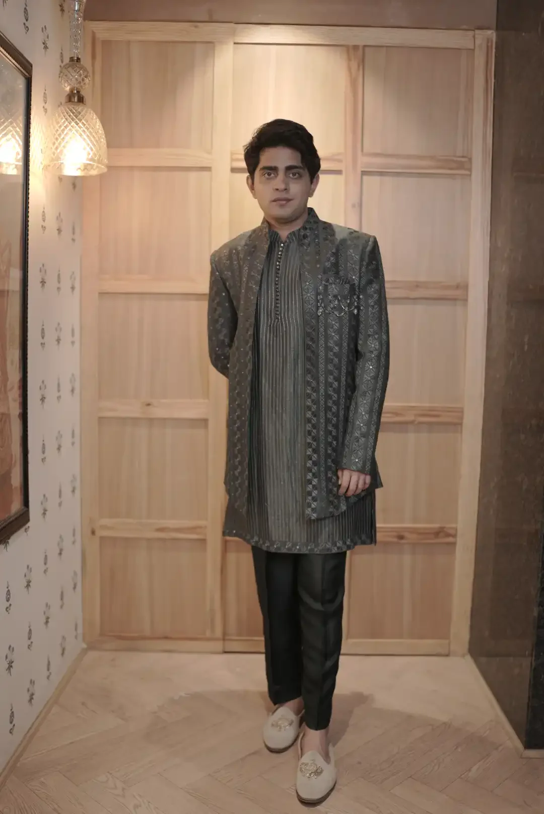 Green Embellished Indo-western set - Image 3
