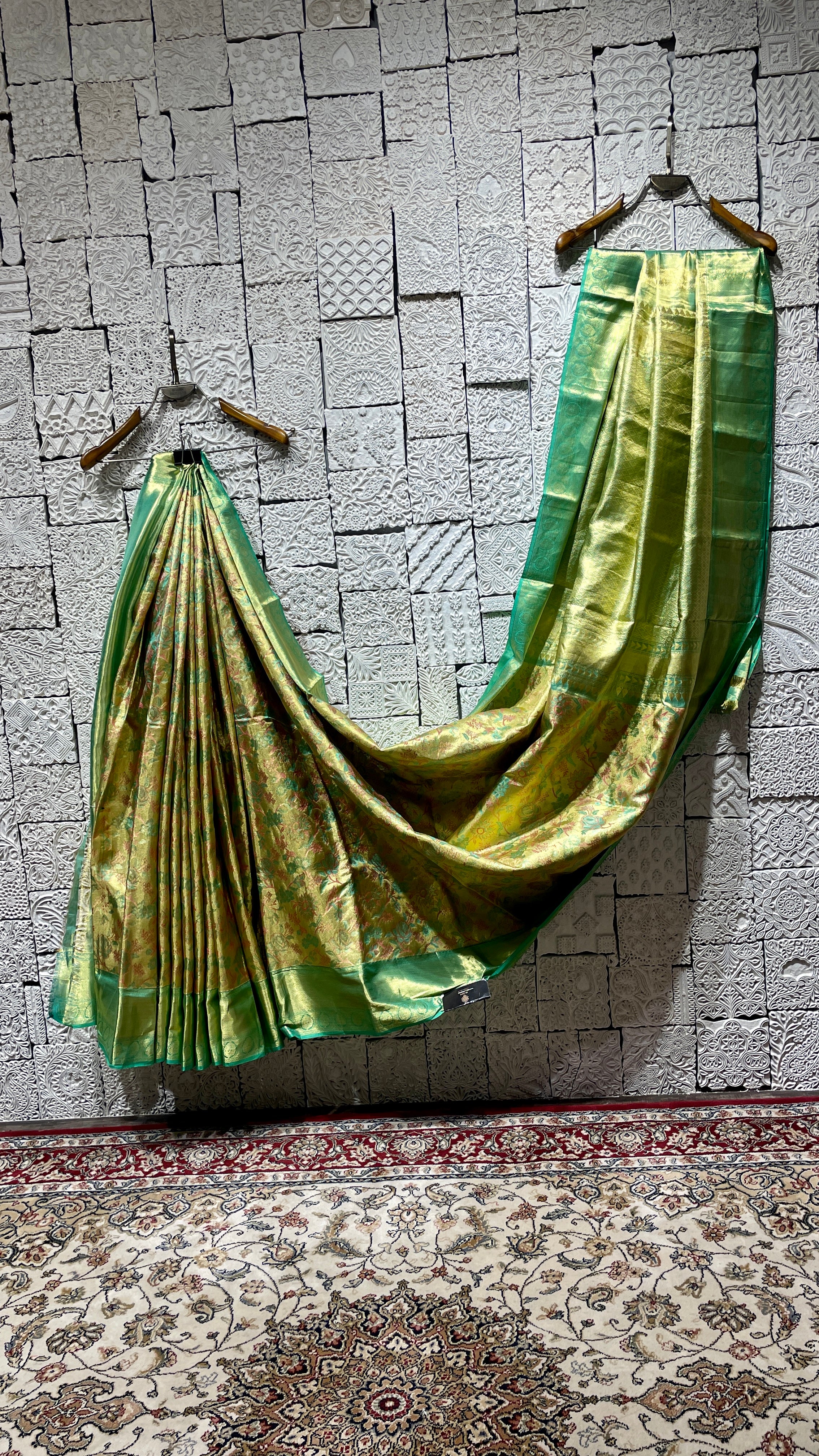 Green Kanjivaram Silk Saree with Gold Zari Border