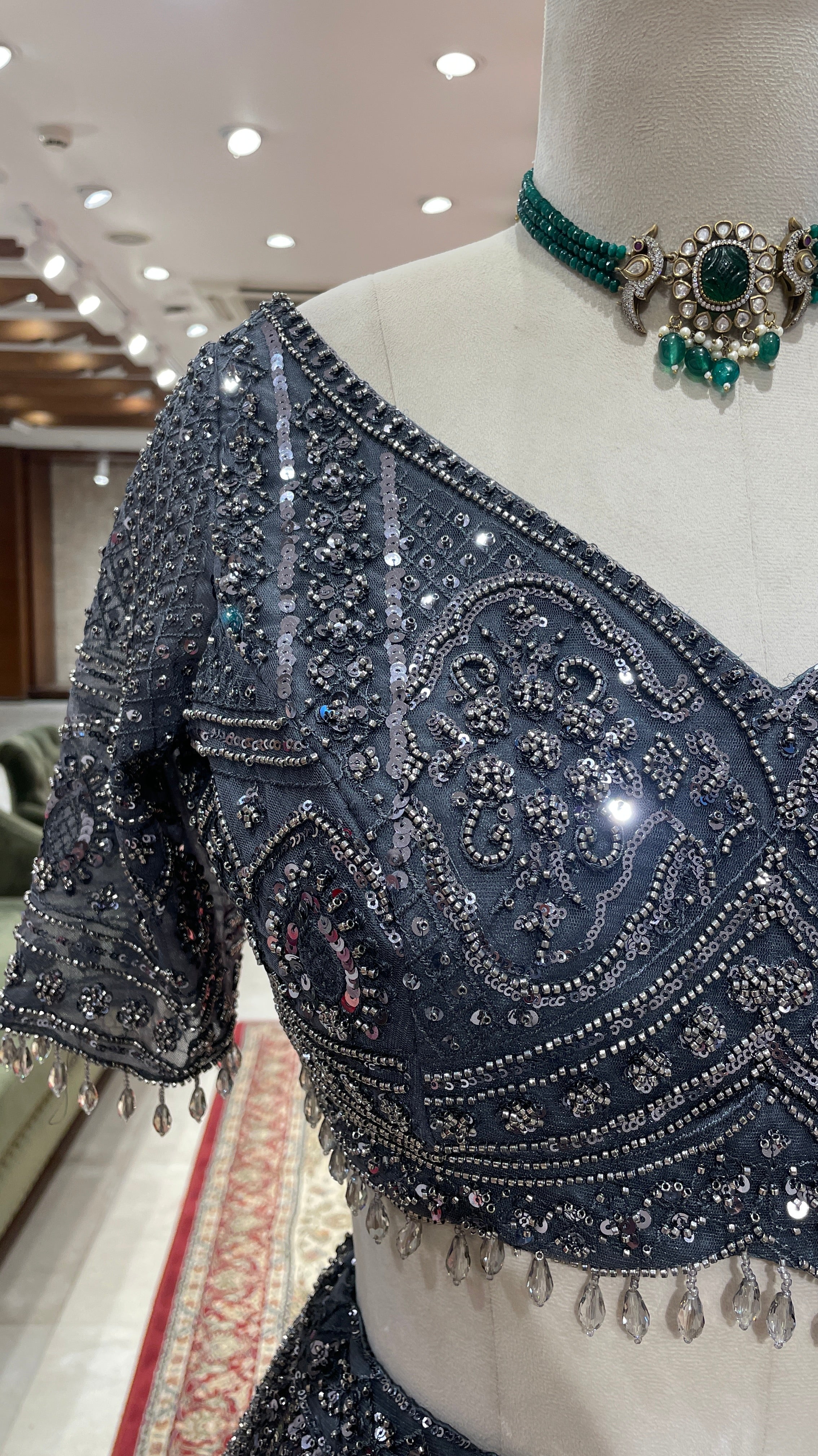Grey sequins work Lehenga - Image 2