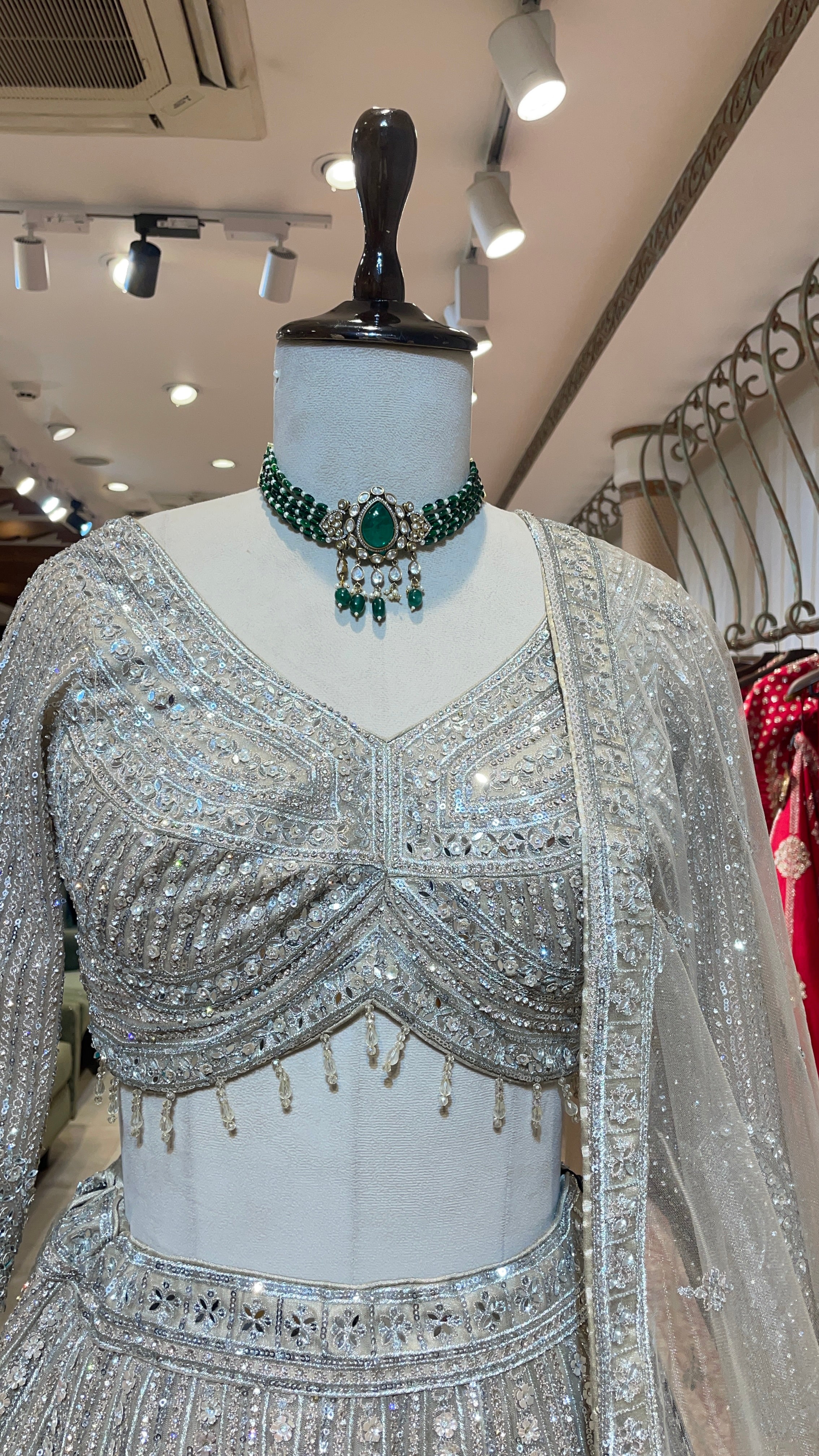 Ivory net lehenga with sequin embellishments - Image 2
