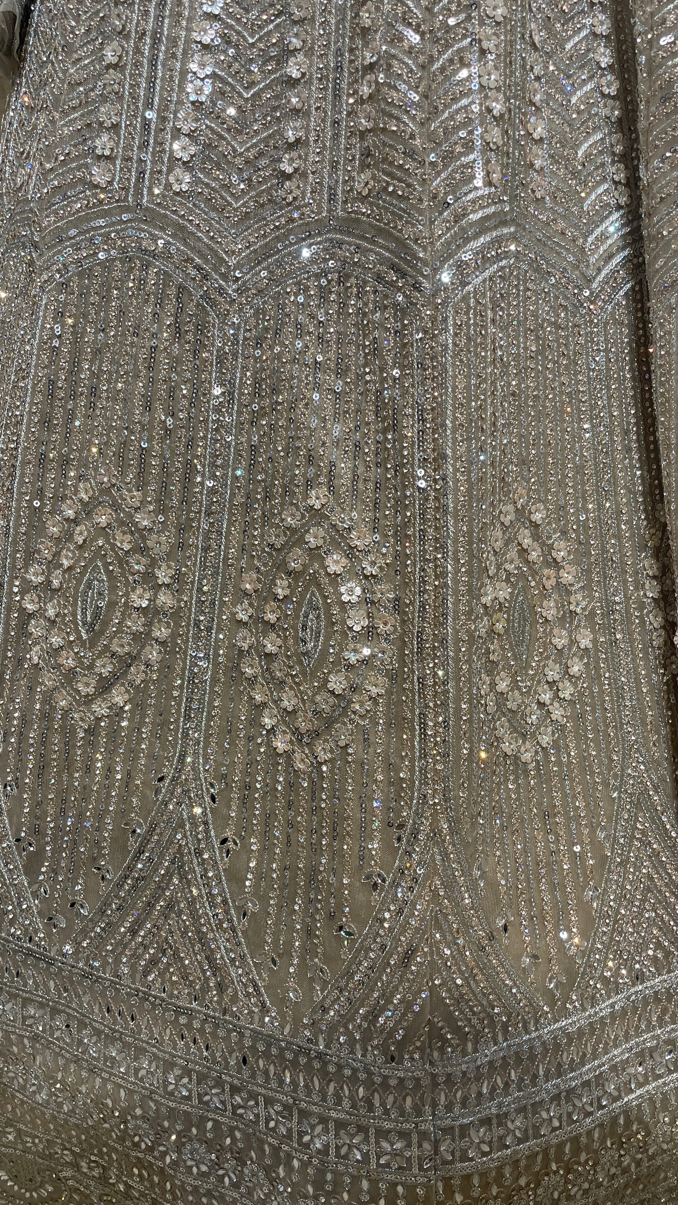Ivory net lehenga with sequin embellishments - Image 3
