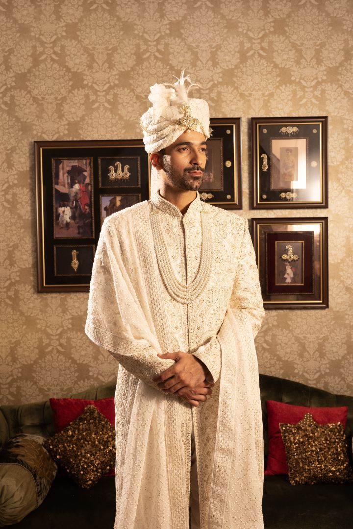 IVORY SHERWANI FOR MEN - Image 3